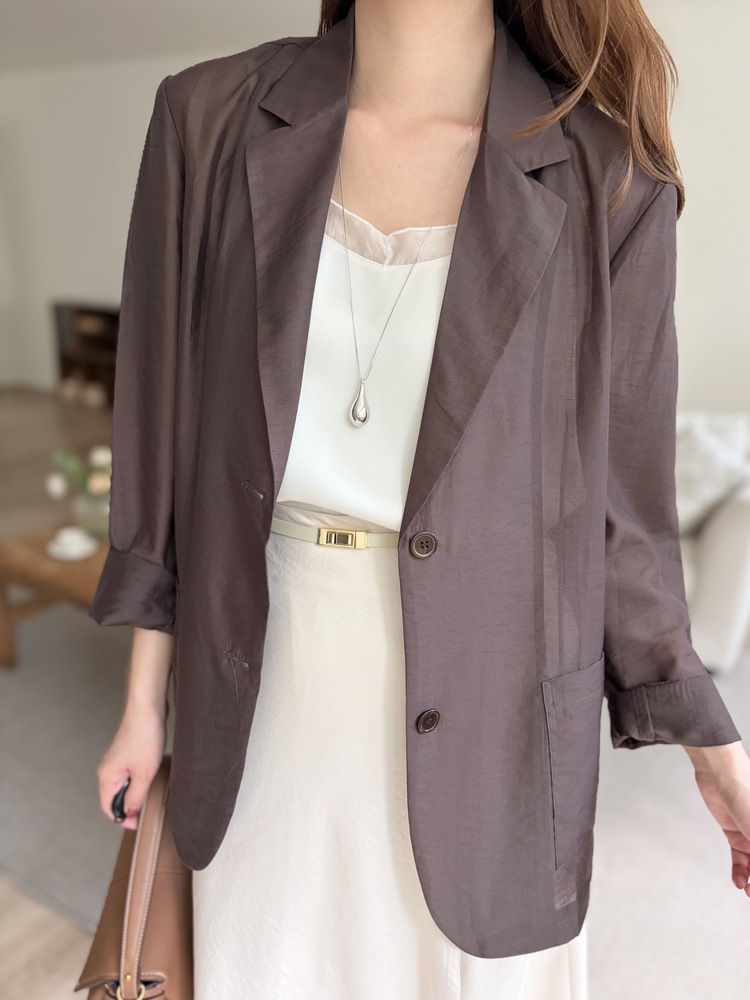 The Fine Silky Blazer (Brown)