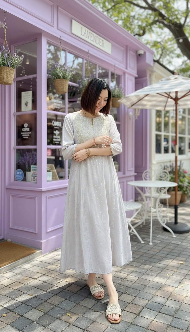 2518 Light Lavender A-Line Golden Emb. OP