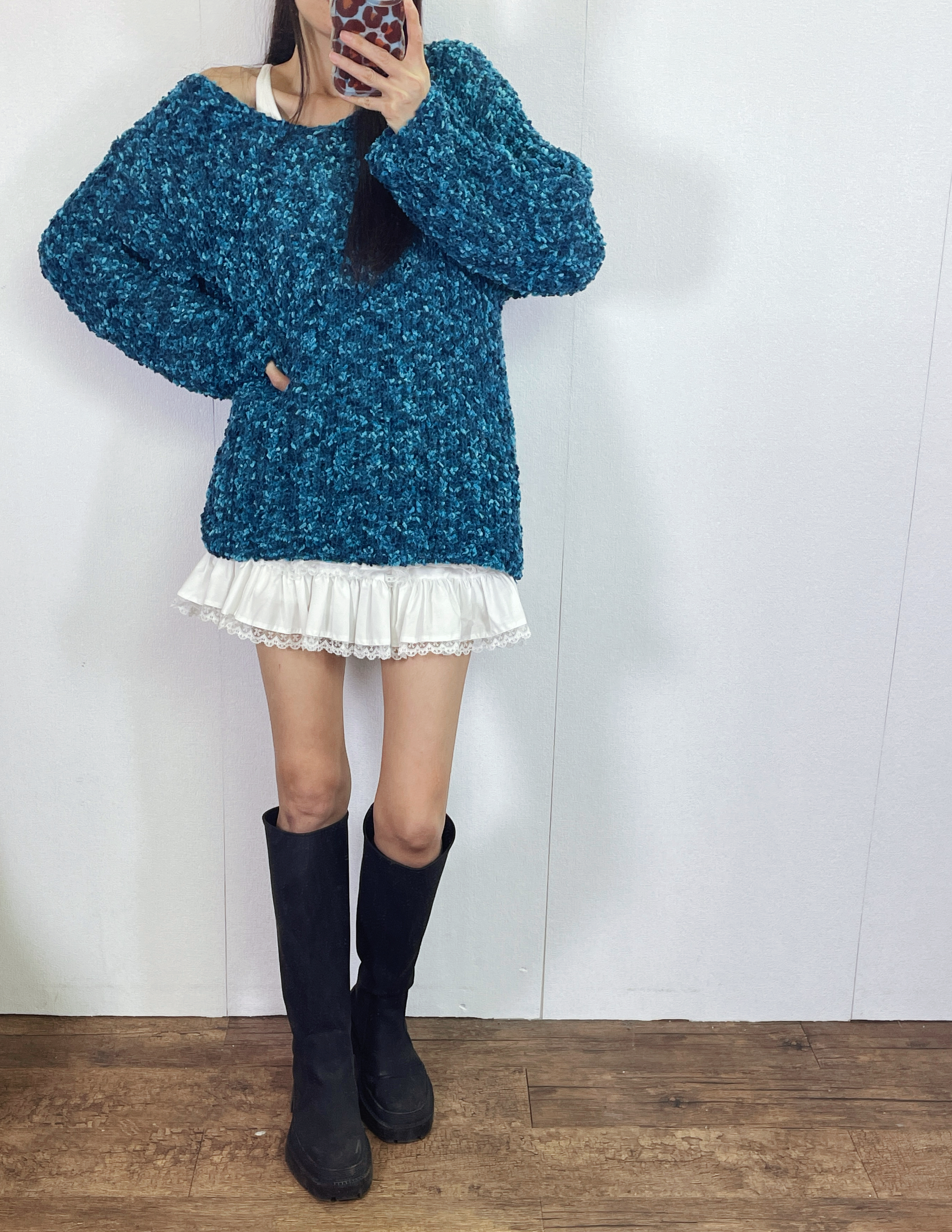 K5530 毛巾針織料V領長身top