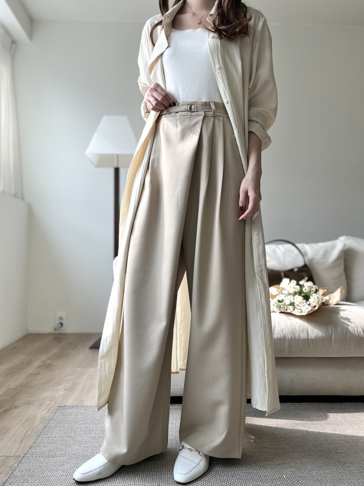 Asymmetric Wrap-Line Slacks (Beige)