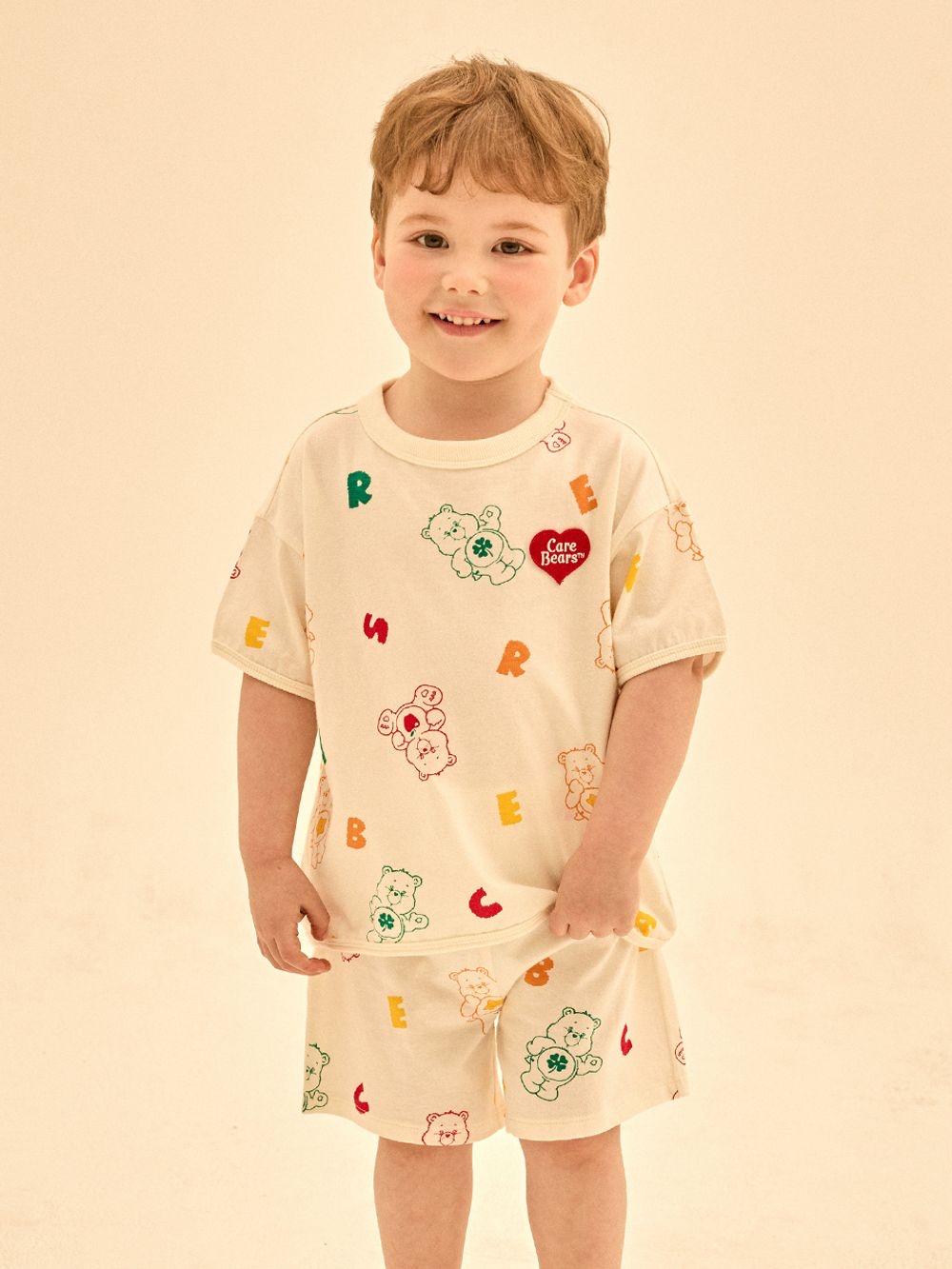 ☀️預訂 韓國直送☀️🇰🇷正版Care Bears小熊字母滿印短袖上下套裝