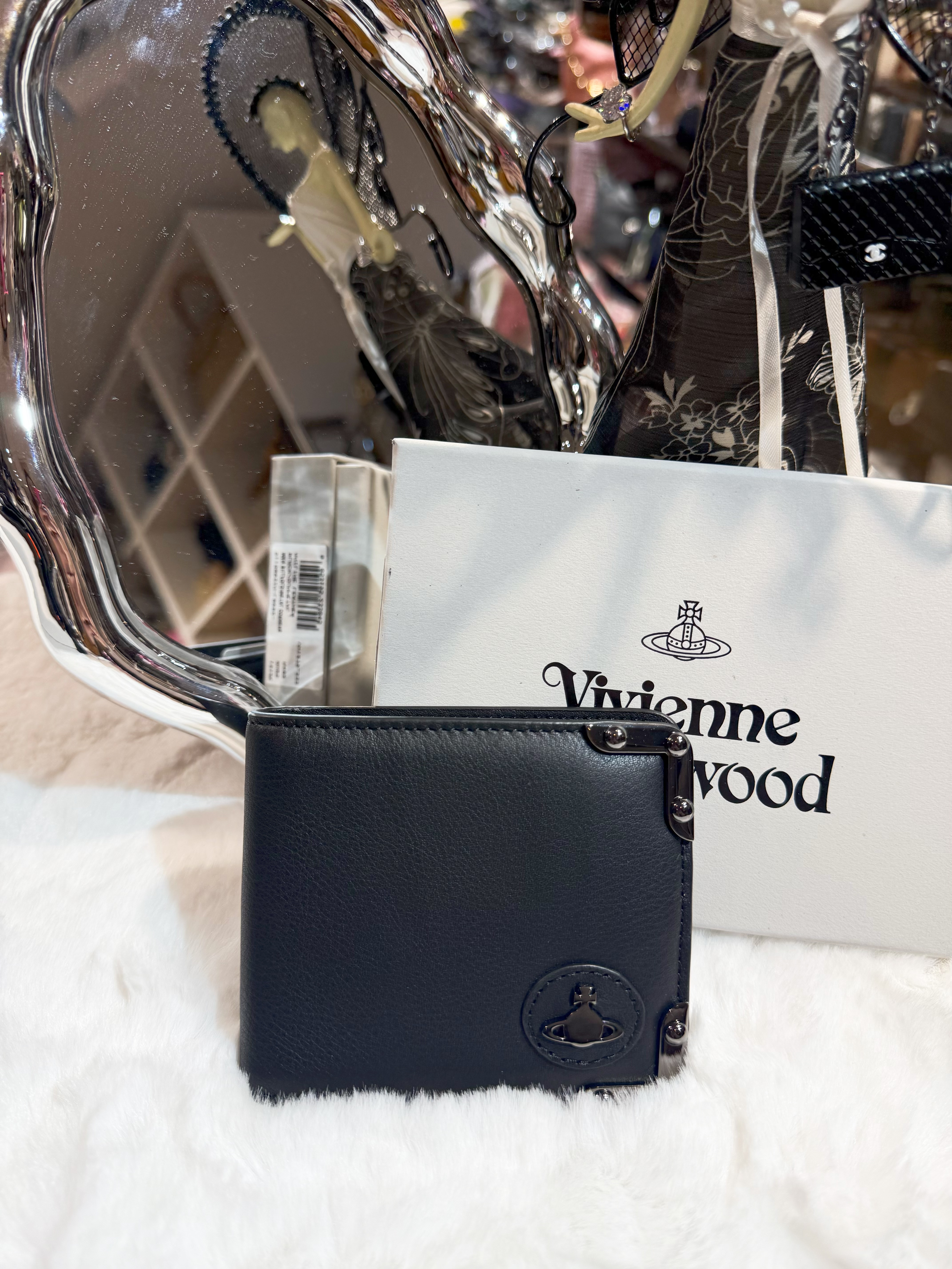 VW bi fold wallet 738/metal corners/blk