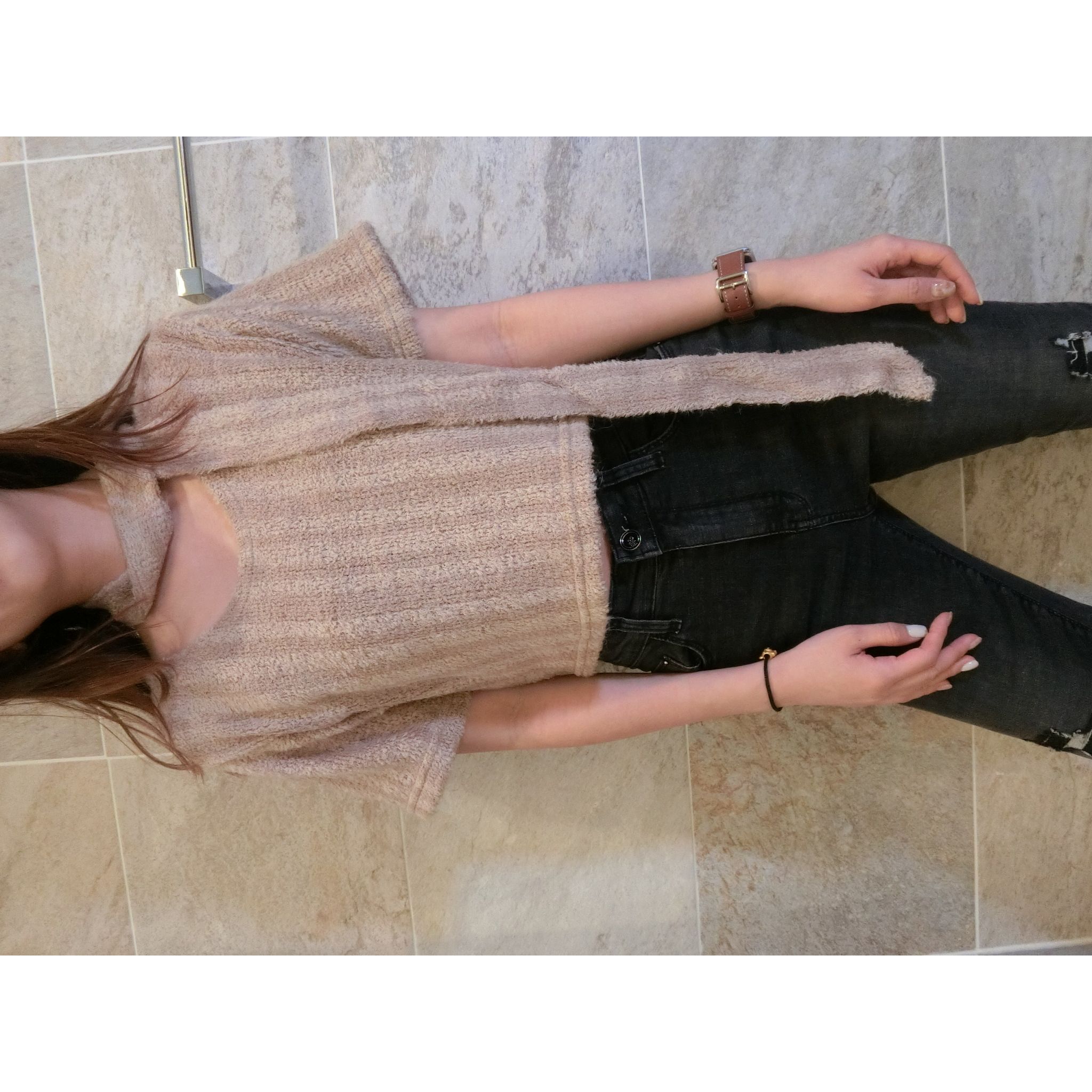 毛毛短袖top 連毛毛帶