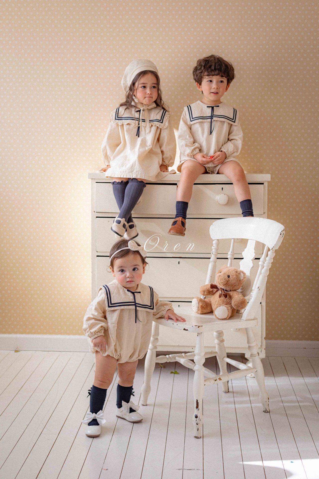 水手風 Jumpsuit / 連身裙 / 套裝 / 帽