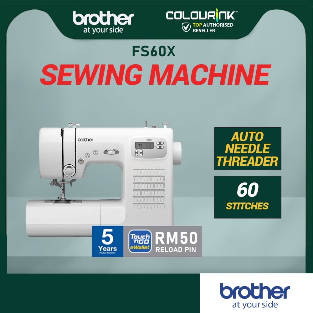 Brother FS60X Tough Computerised Sewing Machine 60 Built-in Stitches LCD Display Durable Metal Stitch