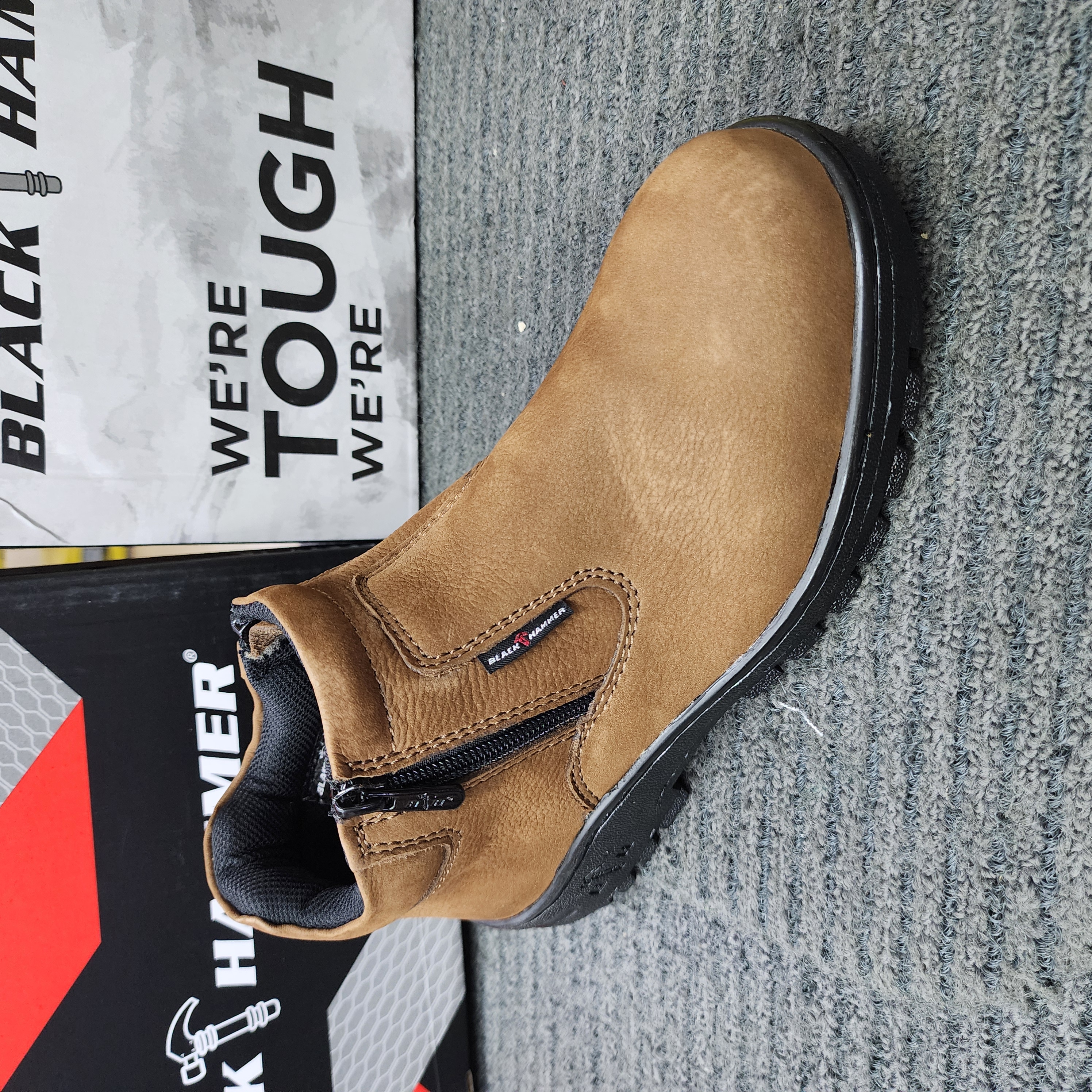 Black Hammer 2000 Series Double Zip Safety Shoes BH 2882 Boots Leather SIRIM DOSH Kasut Kasut Keselamatan