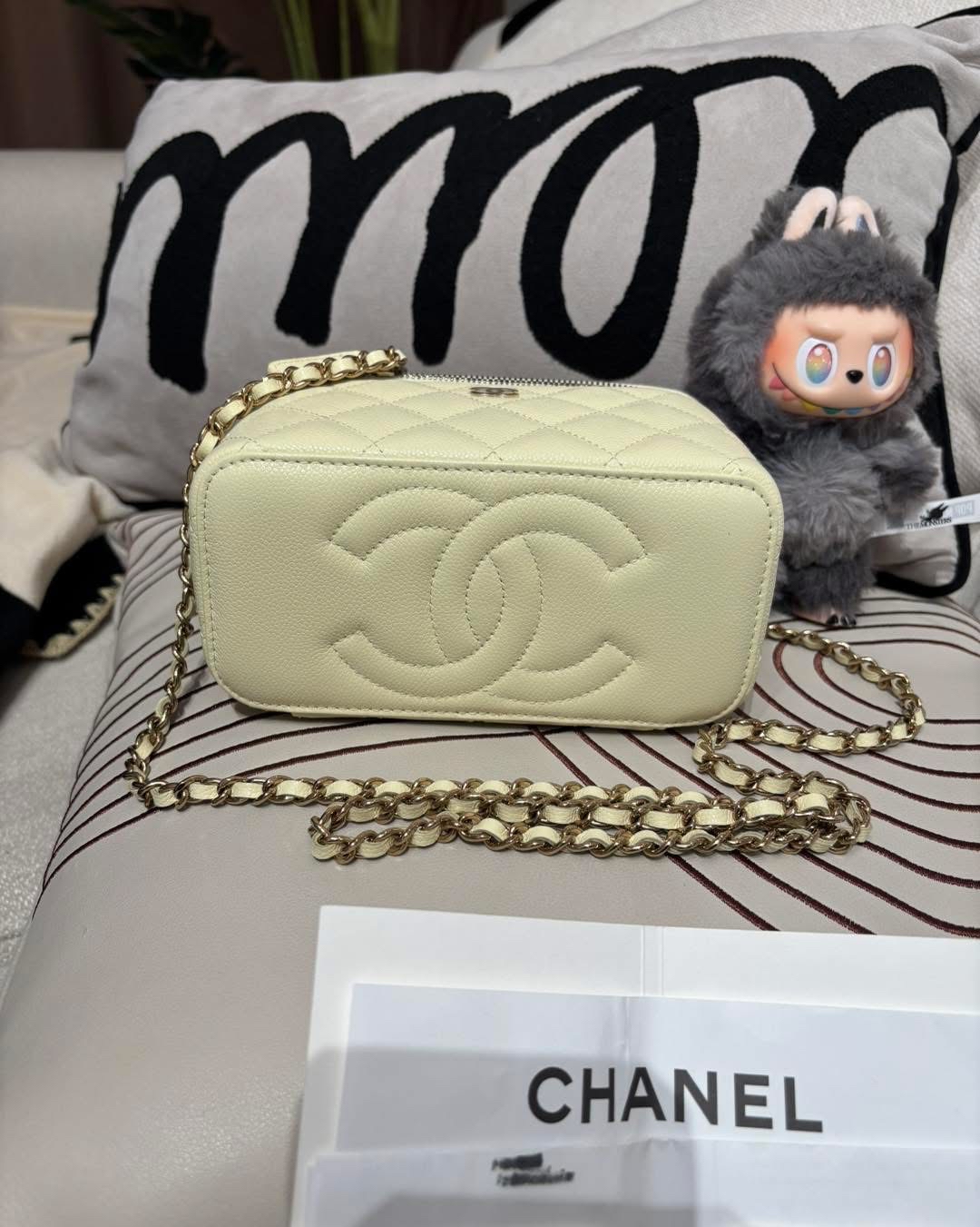 全新 Chanel vanity with chain 荔枝牛皮金鏈 100%Authentic,100%new全新 ✅晶片✅收據✅dust bag✅box