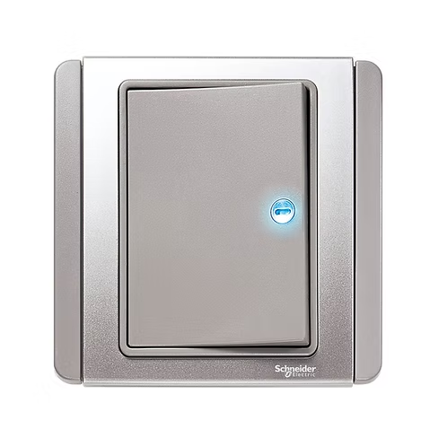 施耐德 NEO 銀灰 1位單控 帶指示燈 開關掣