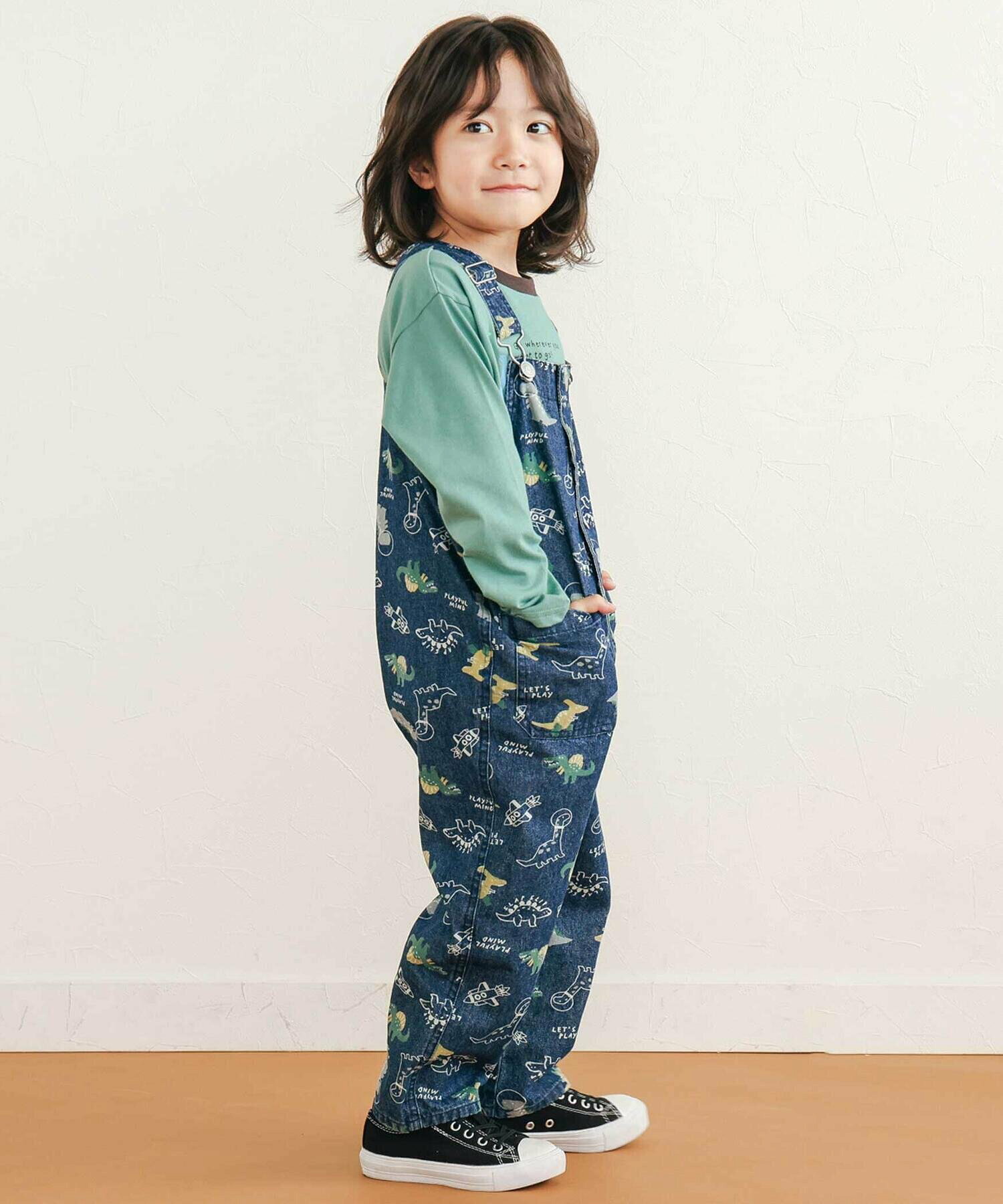 🆕【⭐訂購⭐】🌀 🇯🇵 日本直送🇯🇵 恐龍火箭印花 斜紋牛仔布 工人吊帶褲［2款選］🌀[ELBA-0180][260302]