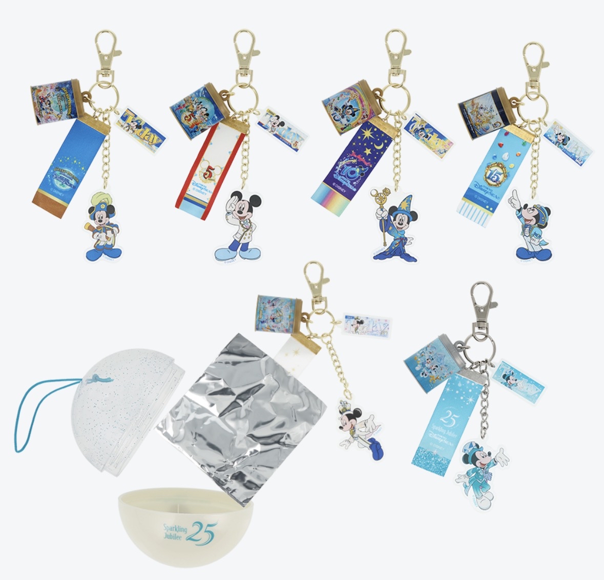 ：日本：DISNEYLAND園區產品 TOYKO DISNEYSEA 25TH SPARKLING JUBILEE 8/4 日本發賣 KEYCHAIN 扭蛋