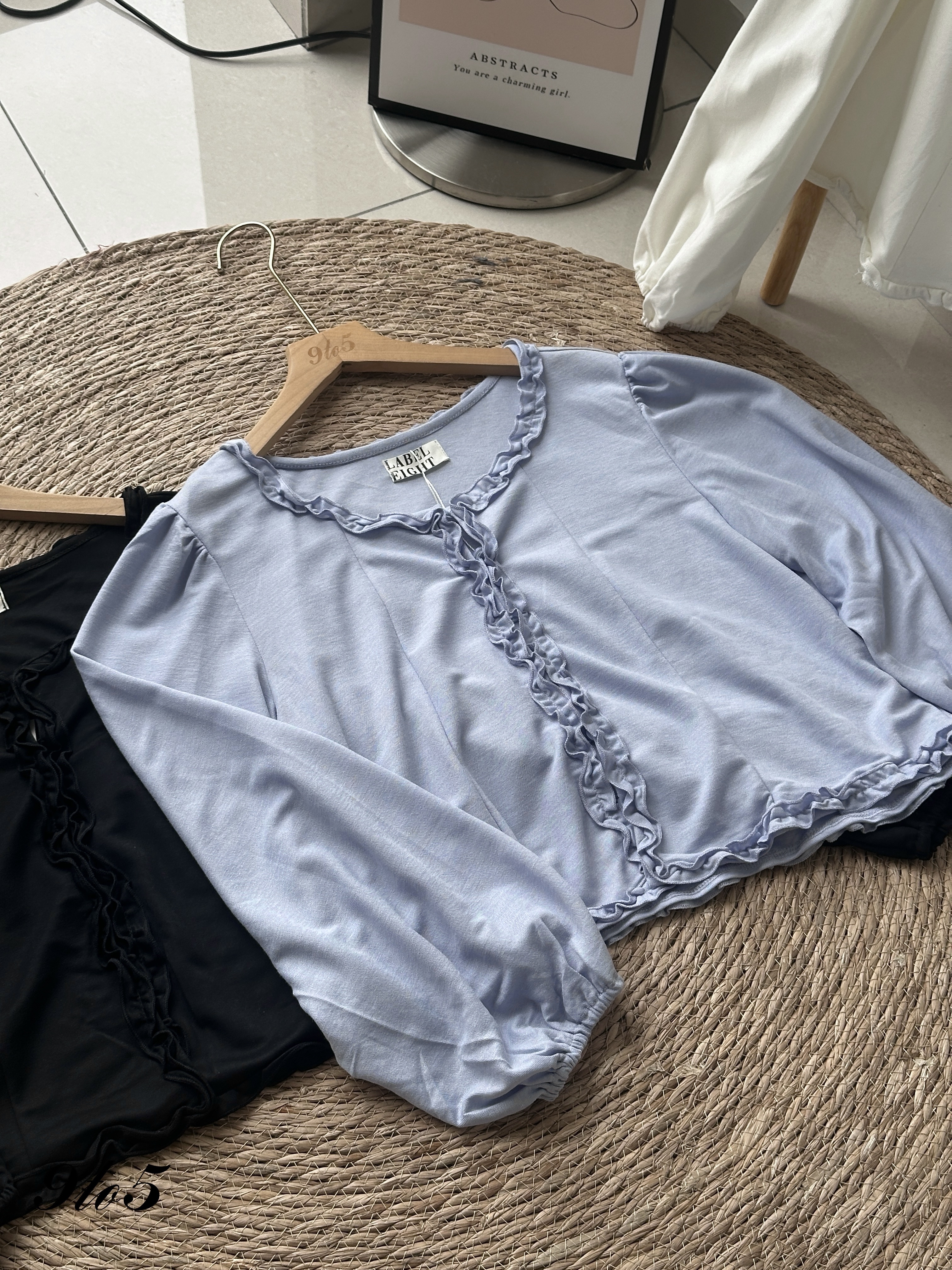 T4114 Long Sleeve Ruffle Blouse - 3 Colors 