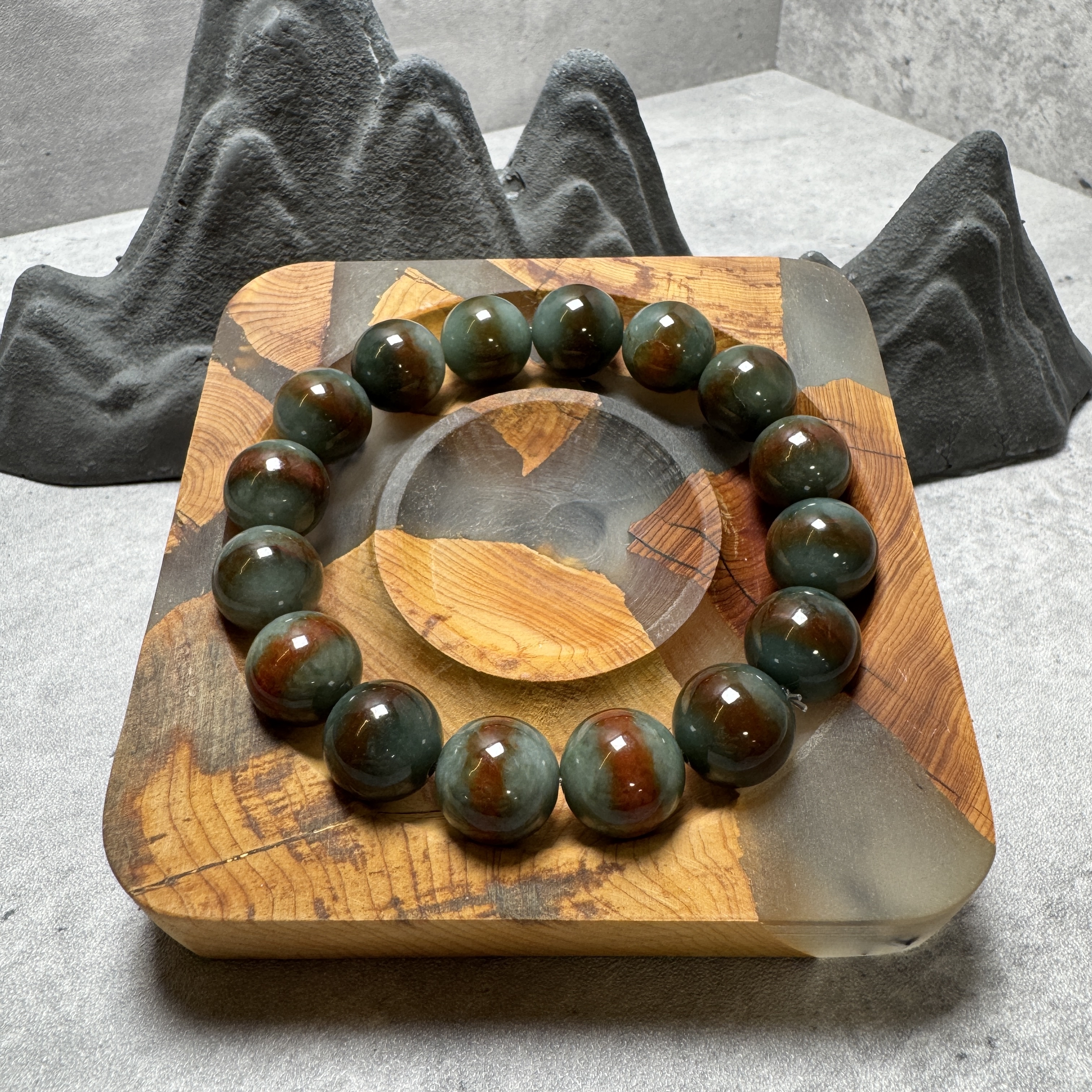 稀有自然紅翡油青總翡翠手串-533