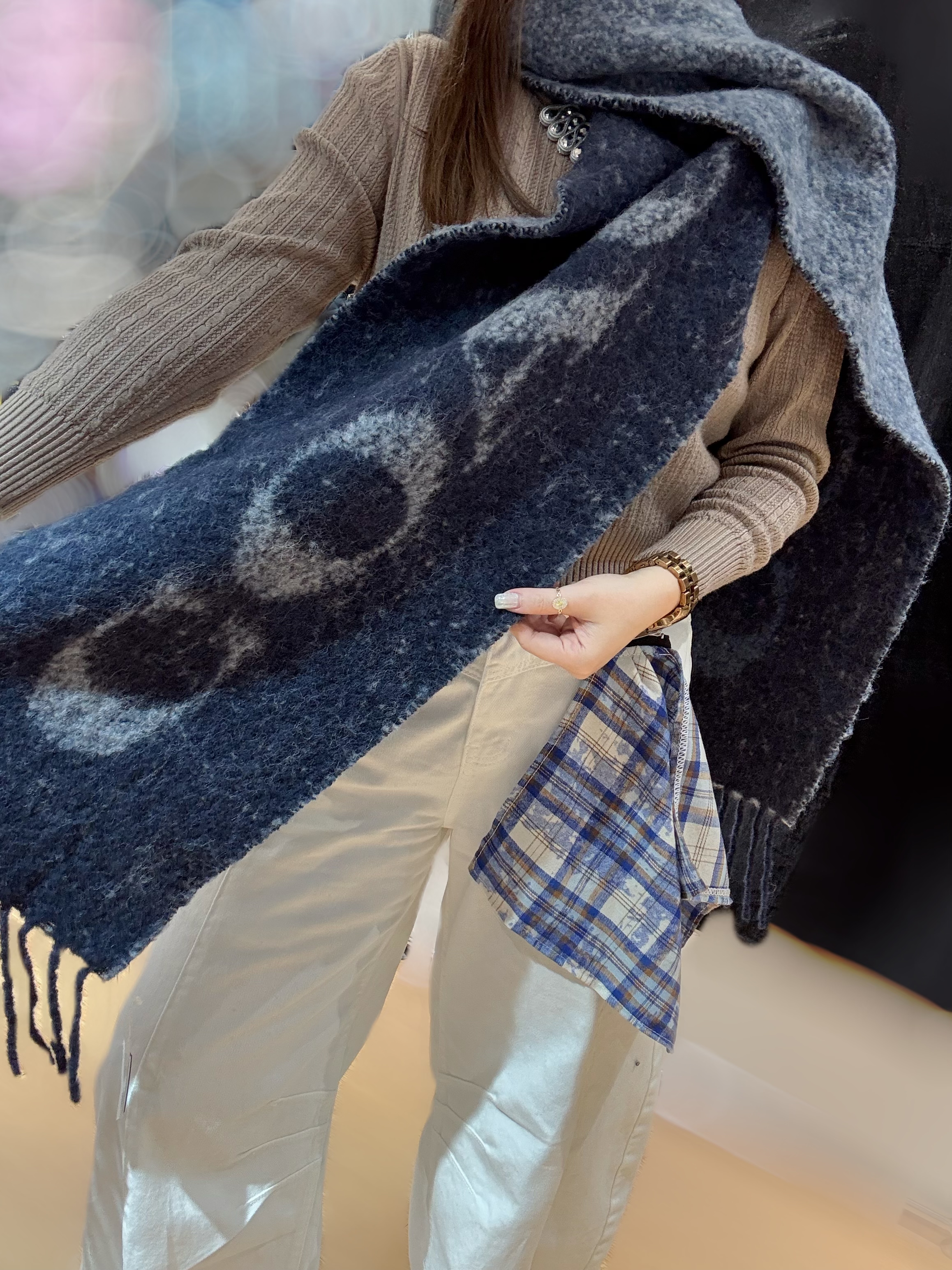 Coach oversized scarf midnight navy
