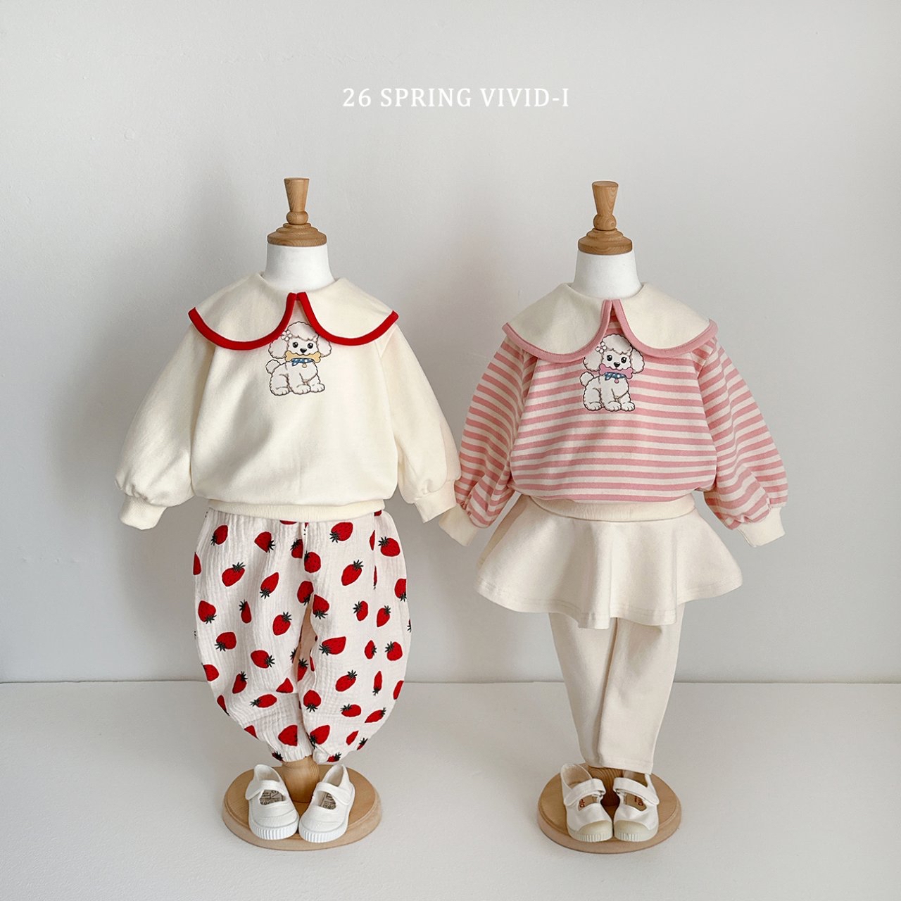 🌸預訂 韓國直送🌸🇰🇷VIVIDI兩色小狗印花翻領寬鬆衛衣