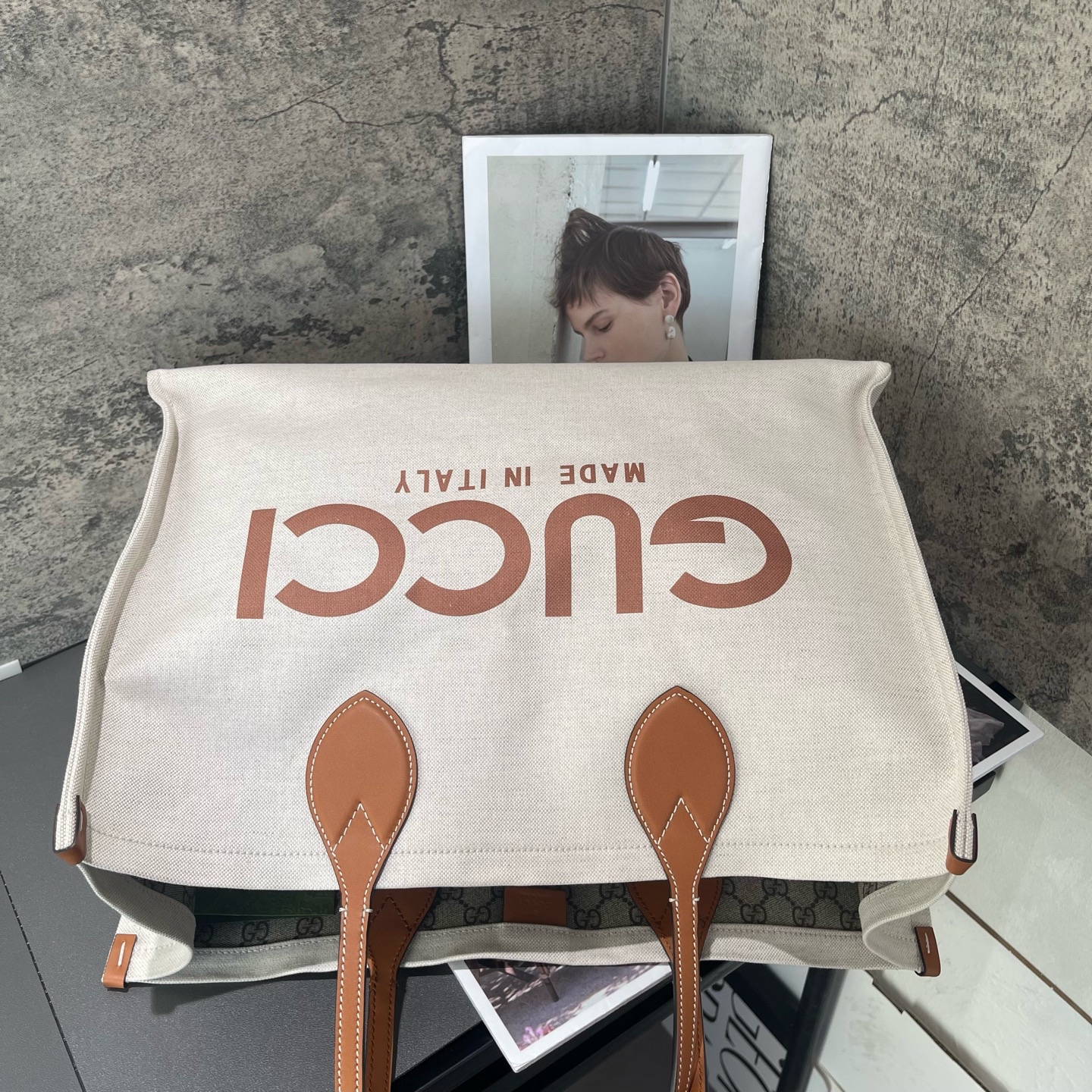 ［預訂貨品］GUCCI米白色帆布雙面tote bag