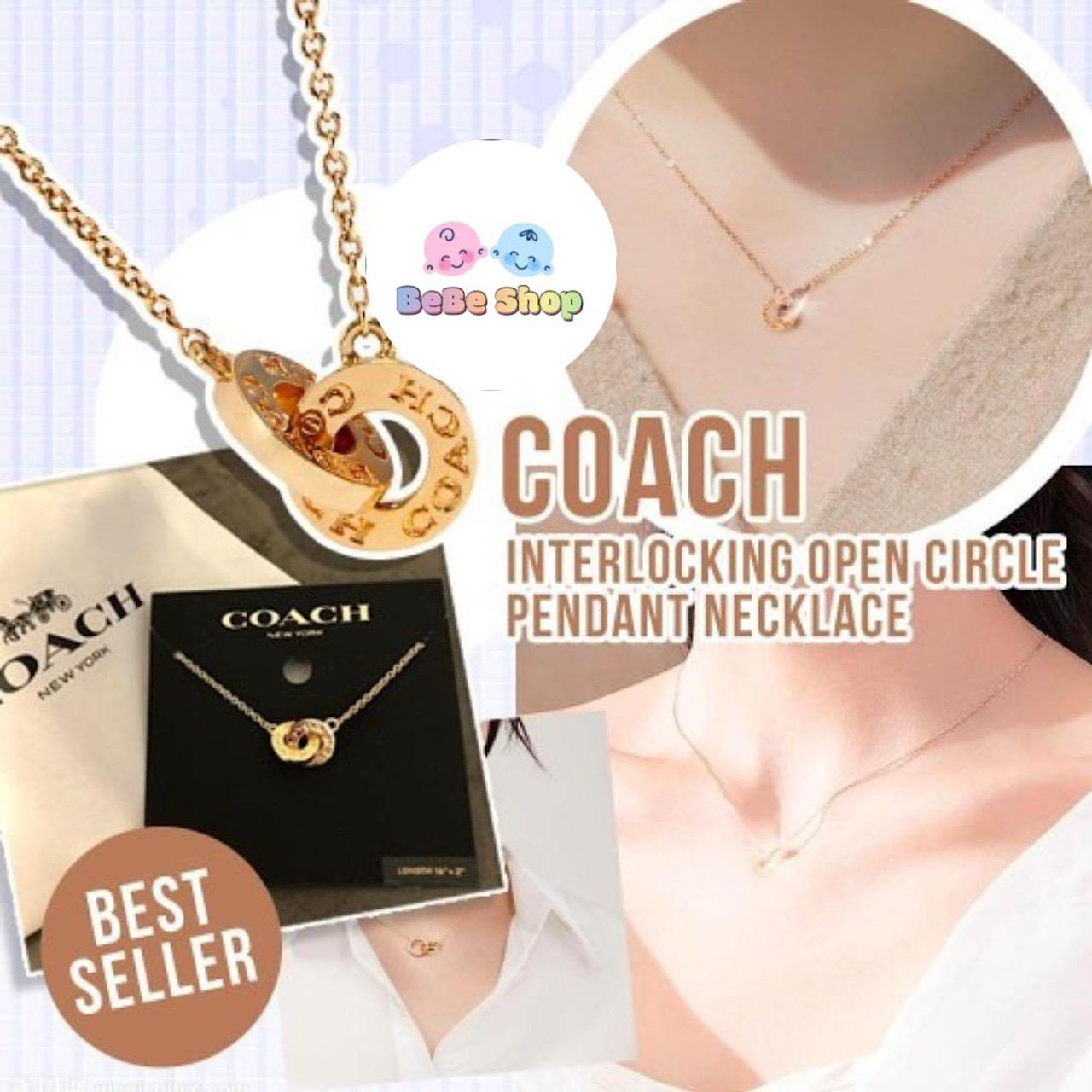 🟥BB00868🟥Coach Interlocking Open Circle Pendant Necklace金色雙環頸鏈