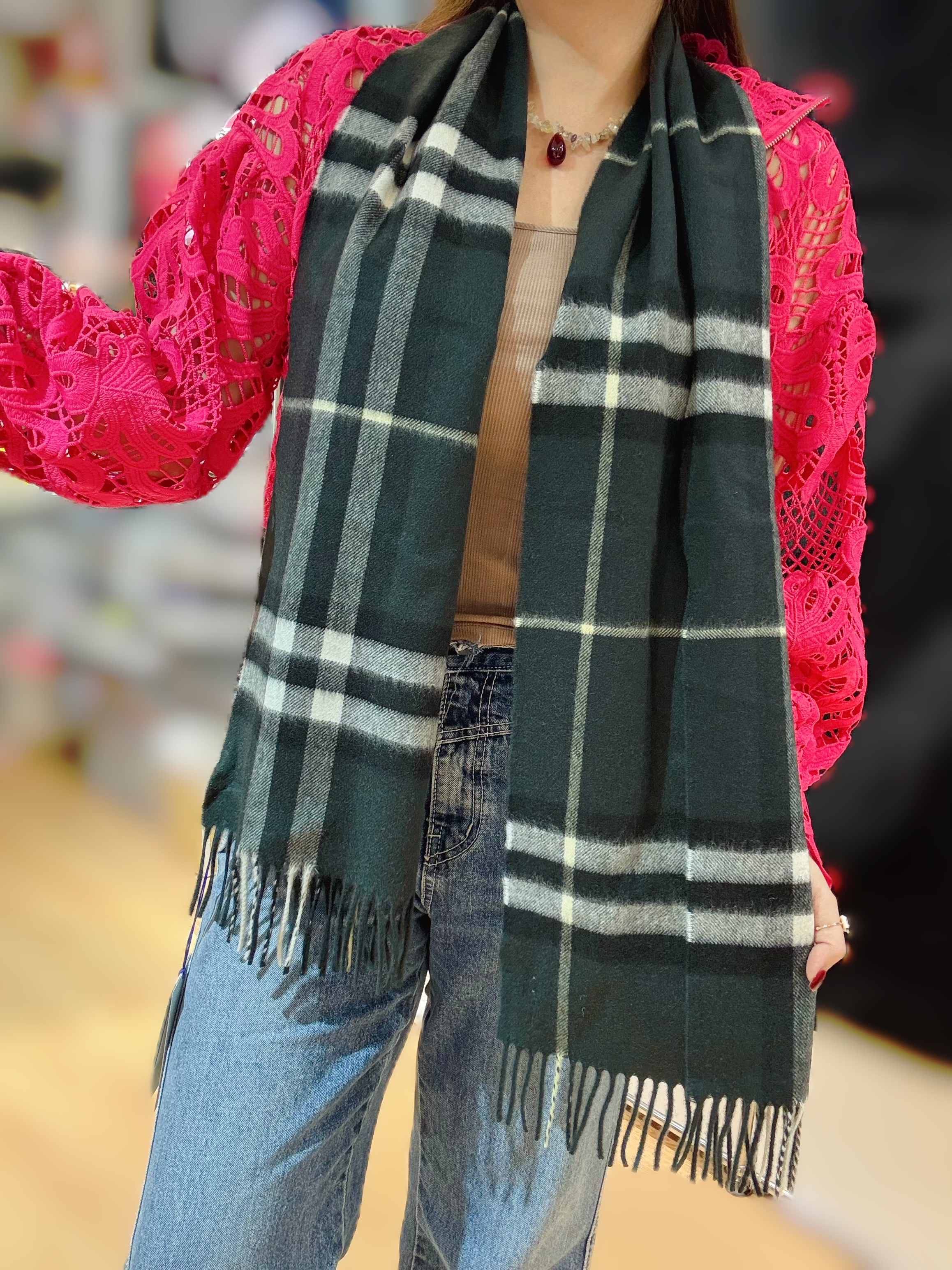 Burberry scarf cashmere/check/verde