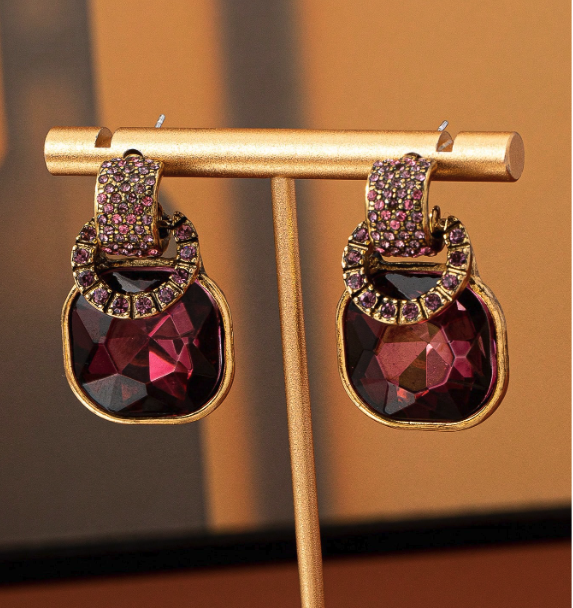 Crimson Luxe Gem Drop Earrings