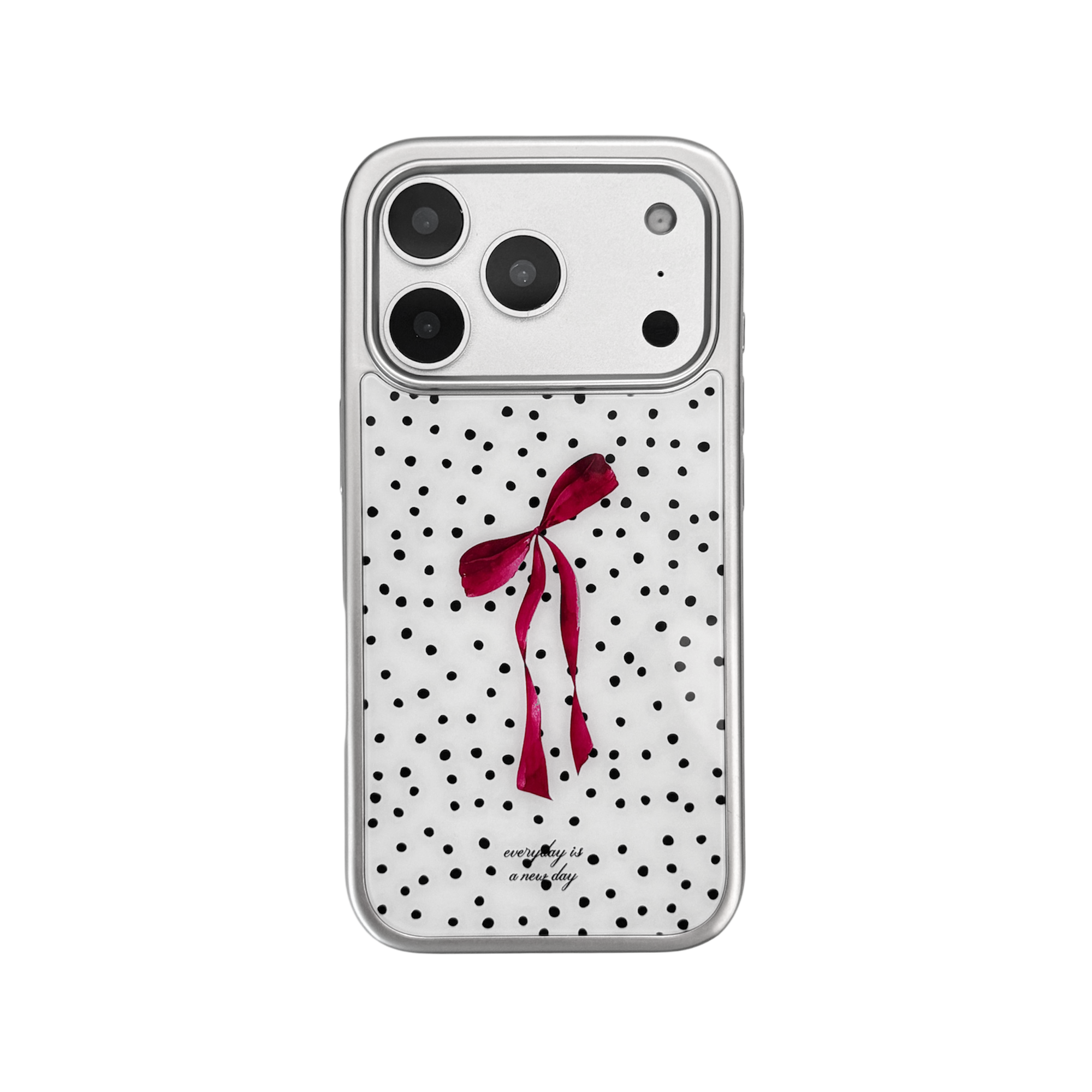 【Rosé Parisien Bow with Dots】銀框亮面MagSafe iPhone Case