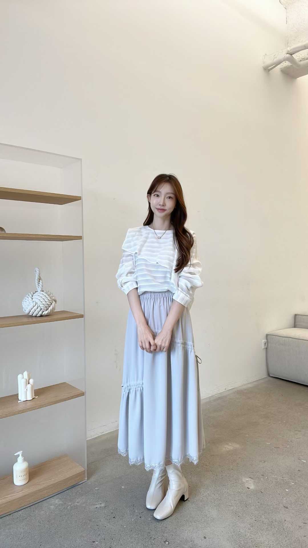 FV07_04 不規則打摺長裙 (3色)