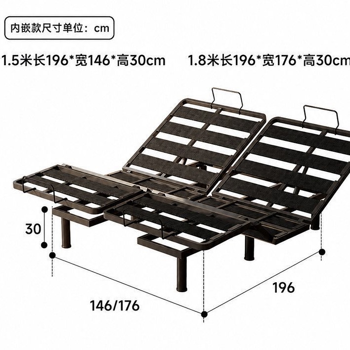 簡約現代折疊床黑鐵架可調節功能多場景適用臥室客廳收納省空間Folding‑bed