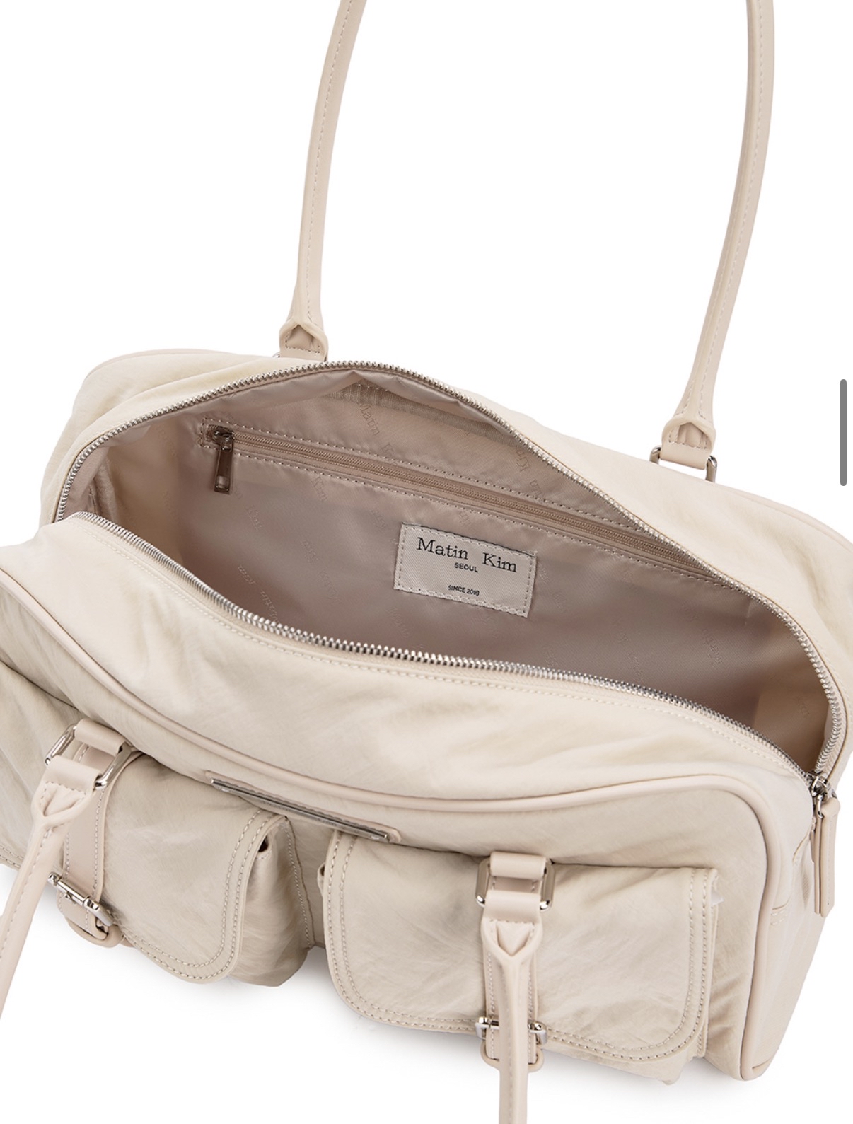 MATIN KIM 特價場 DOUBLE POCKET SPORTY TOTE BAG IN BEIGE