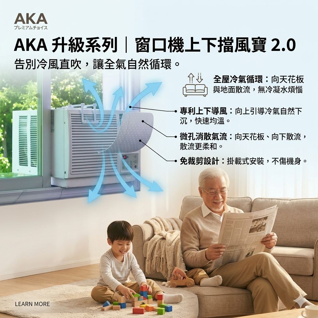 【上下出風款  】新款 AKA 窗口冷氣擋風寶2.0 冷氣擋風板・窗口冷氣風擋板 #窗口冷氣檔風板 WIN1398B