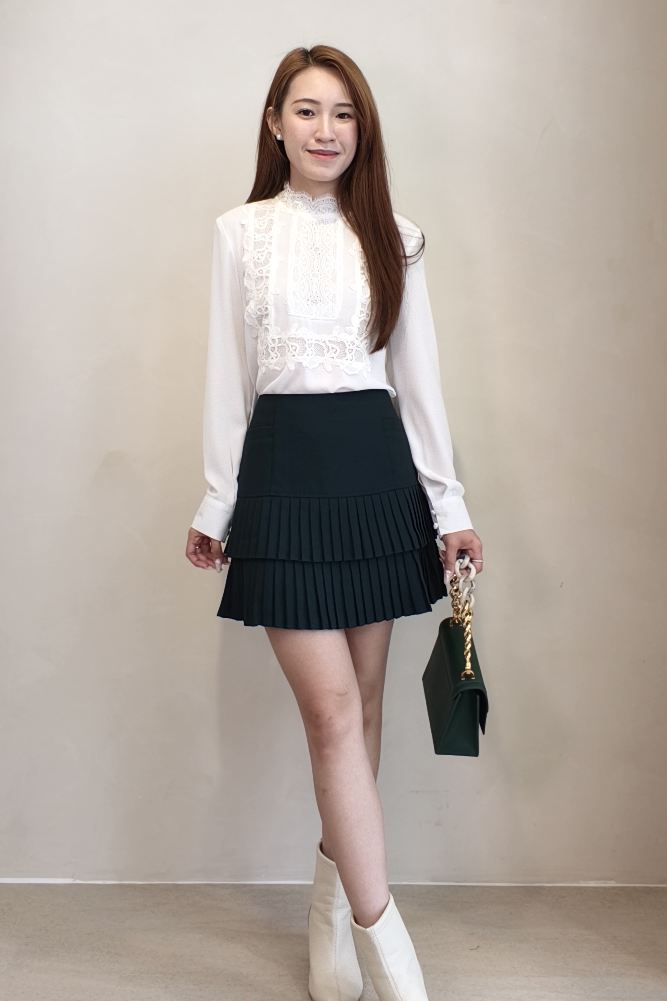 67673 Elise Double Pleated Mini Skirt