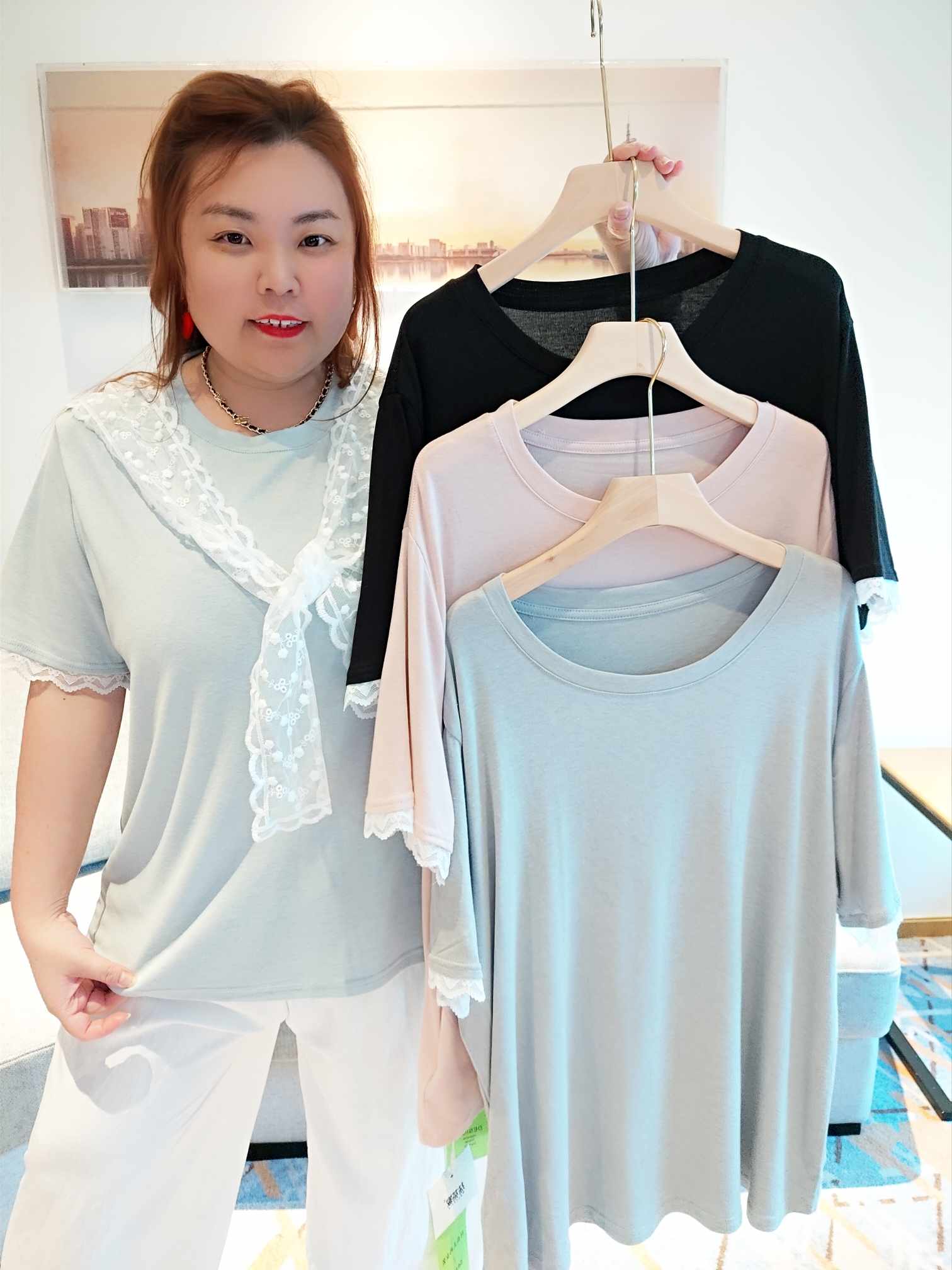 YCF09 26053 韩系蕾丝筒花小披肩上衣