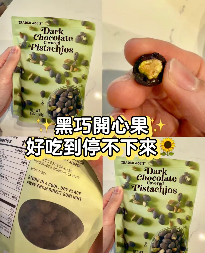 美國直送 現貨 Trader Joe's  黑開心果朱古力 170g