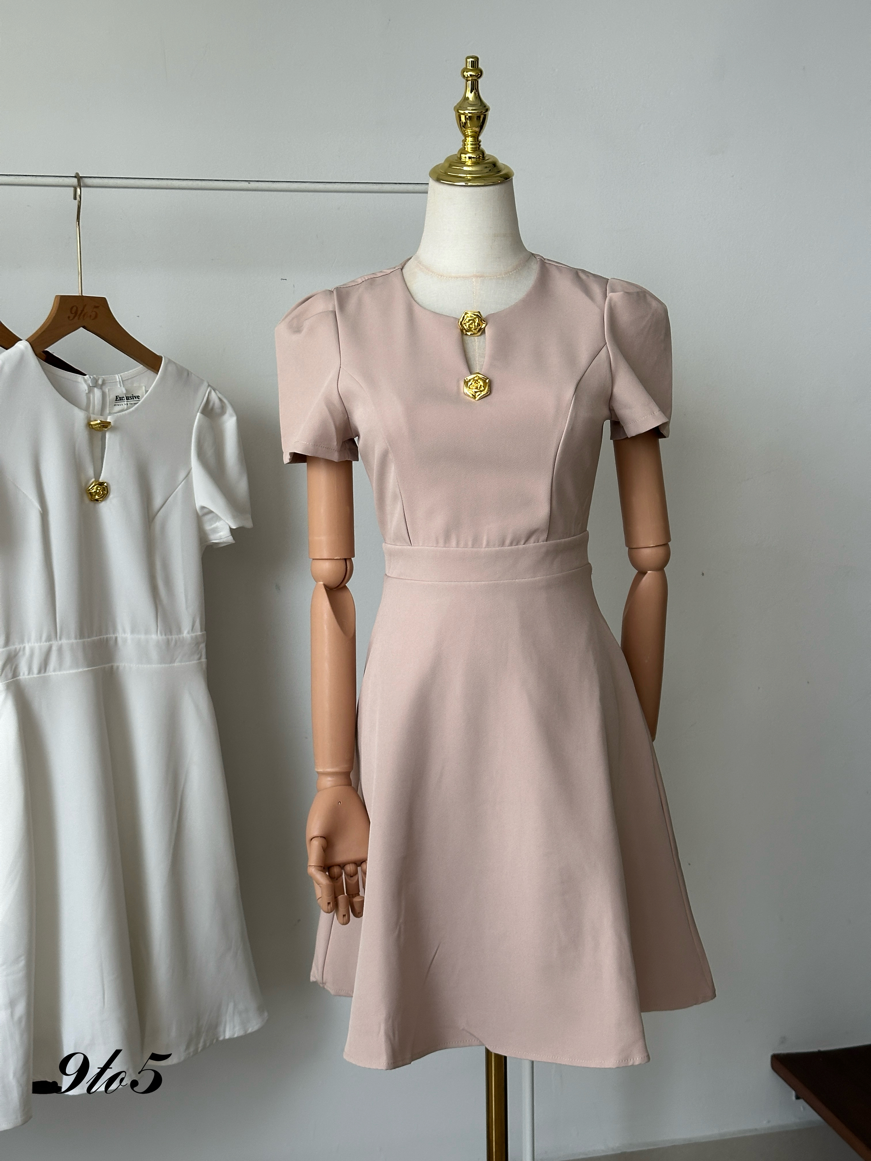 D2332 Puff Sleeve Dress - 4 Colors