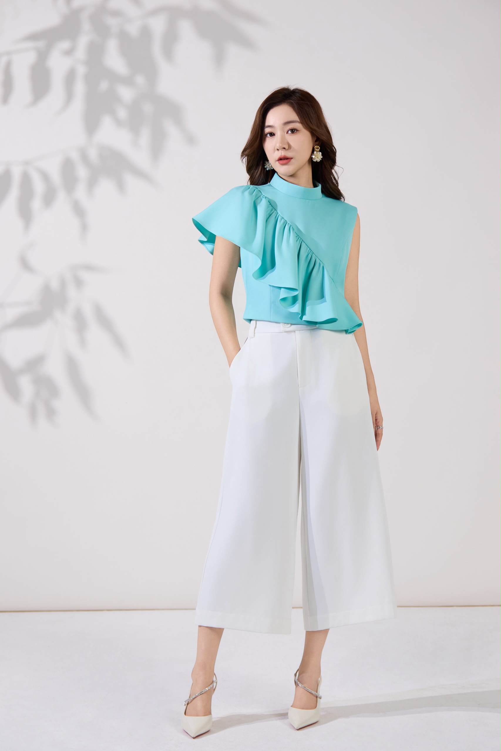 10141350 Celeste Asymmetrical Ruffle Blouse