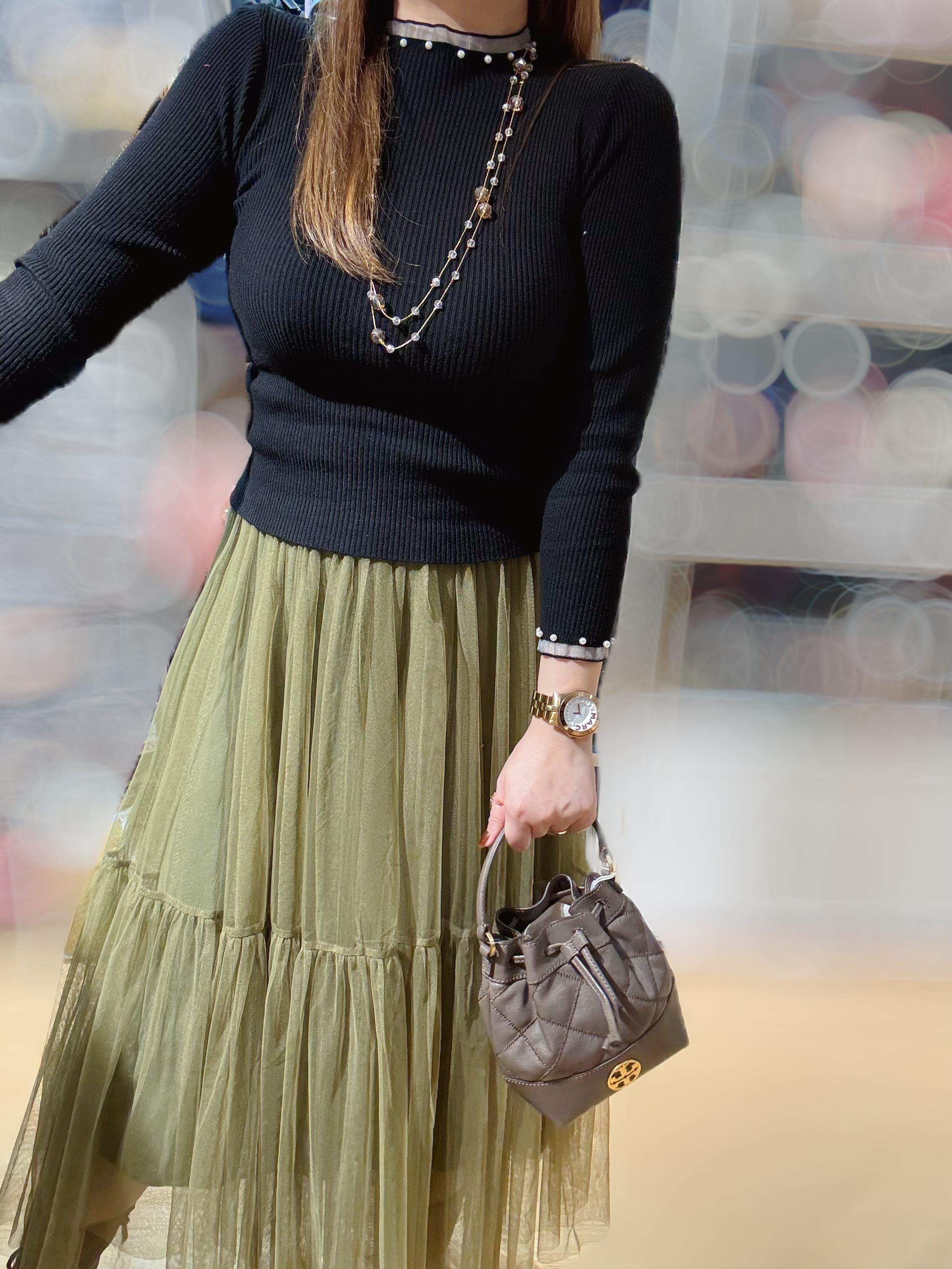 Tory birch Willa mini drawstring bag grey