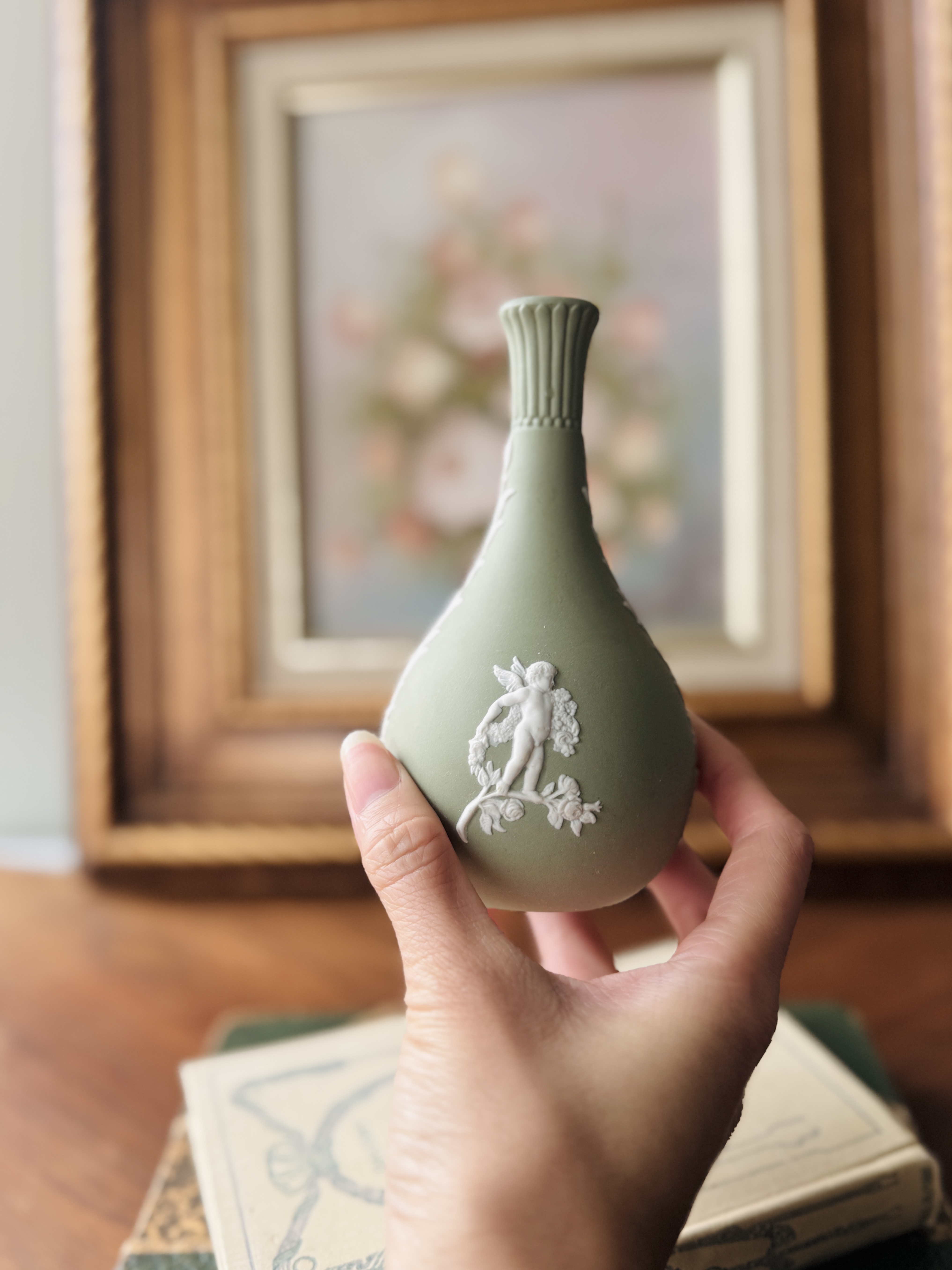 Vintage Wedgwood Green Jasper Bud Vase (MT2461)