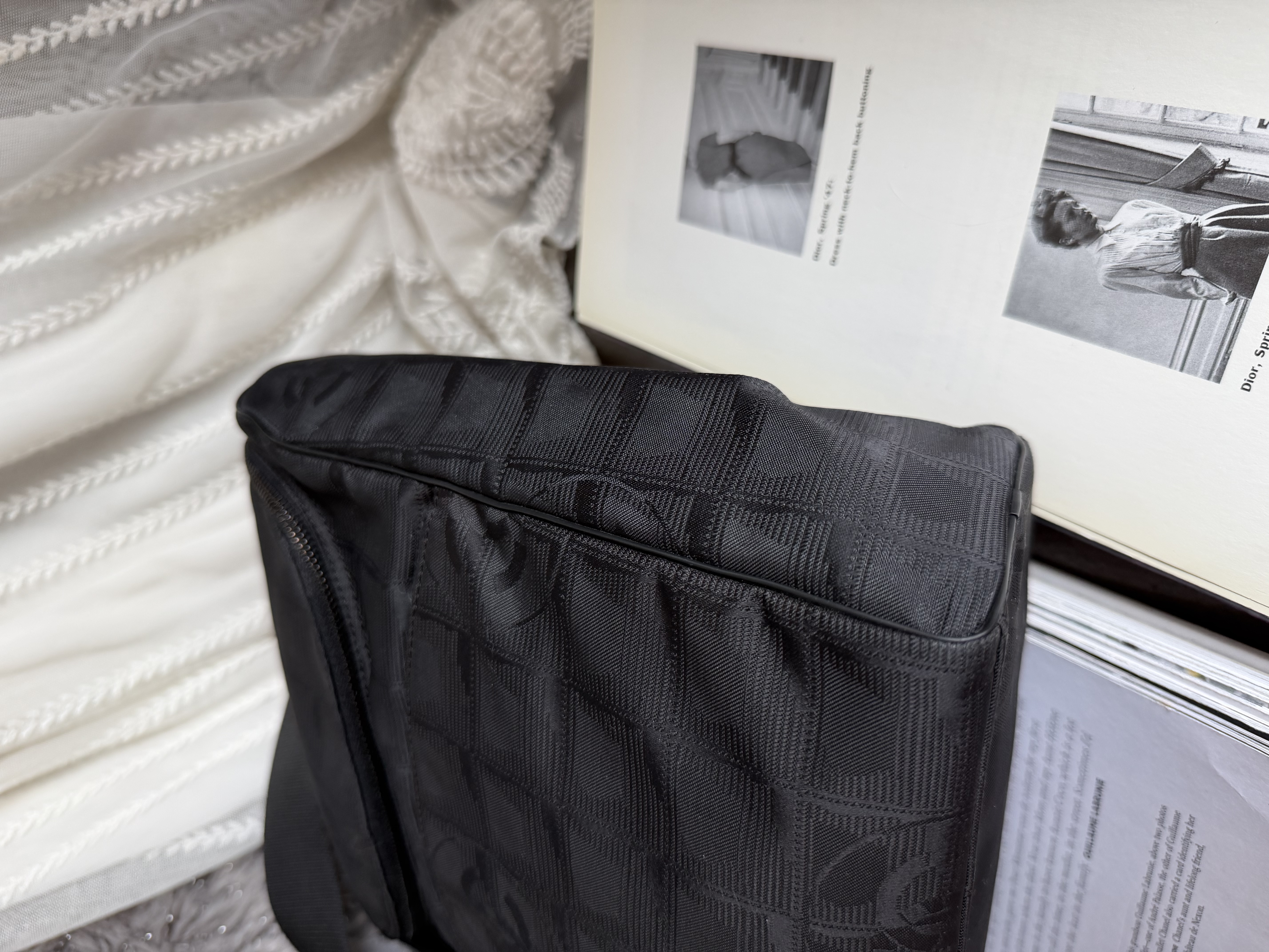 Vintage chanel black travel line backpack /shoulder bag 