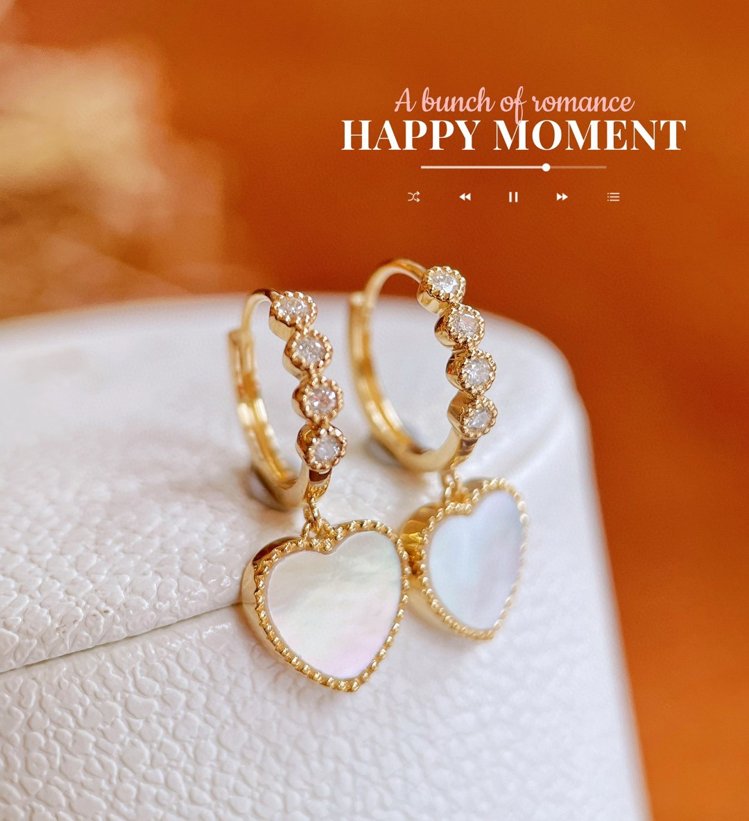 18K Mother of Pearl Diamond Earrings 