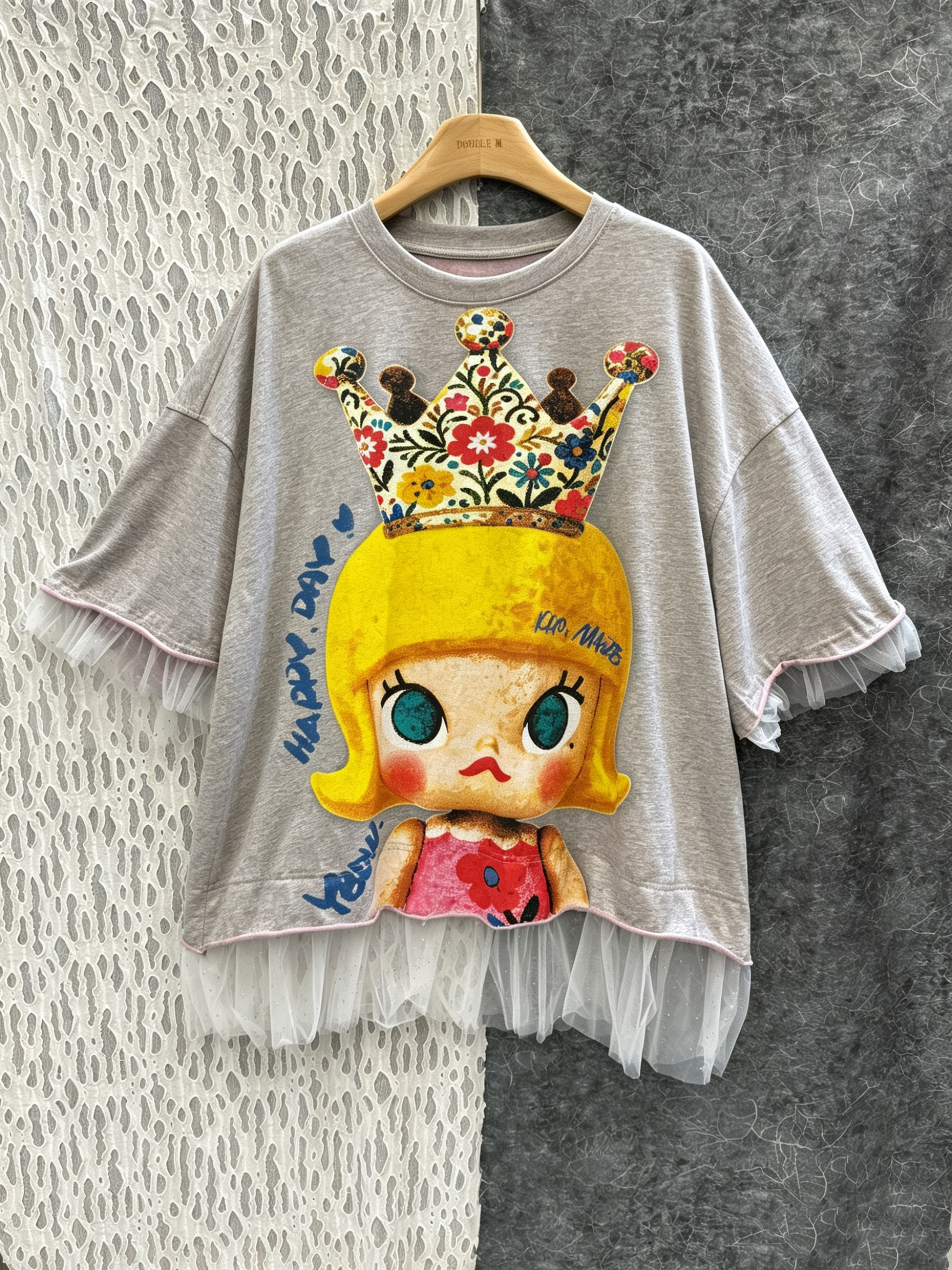 皇冠女孩蕾絲邊T