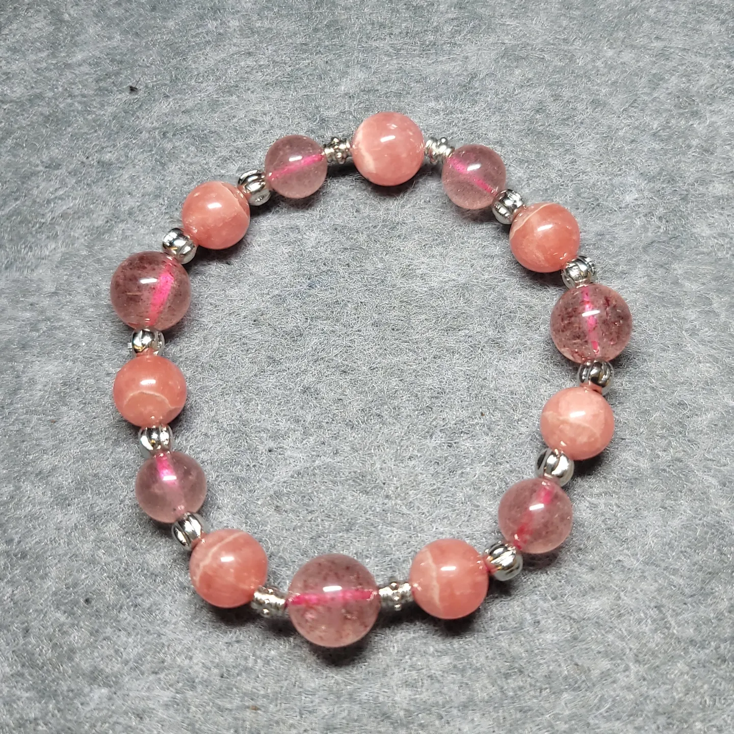 紅紋石草莓晶藏銀手鏈