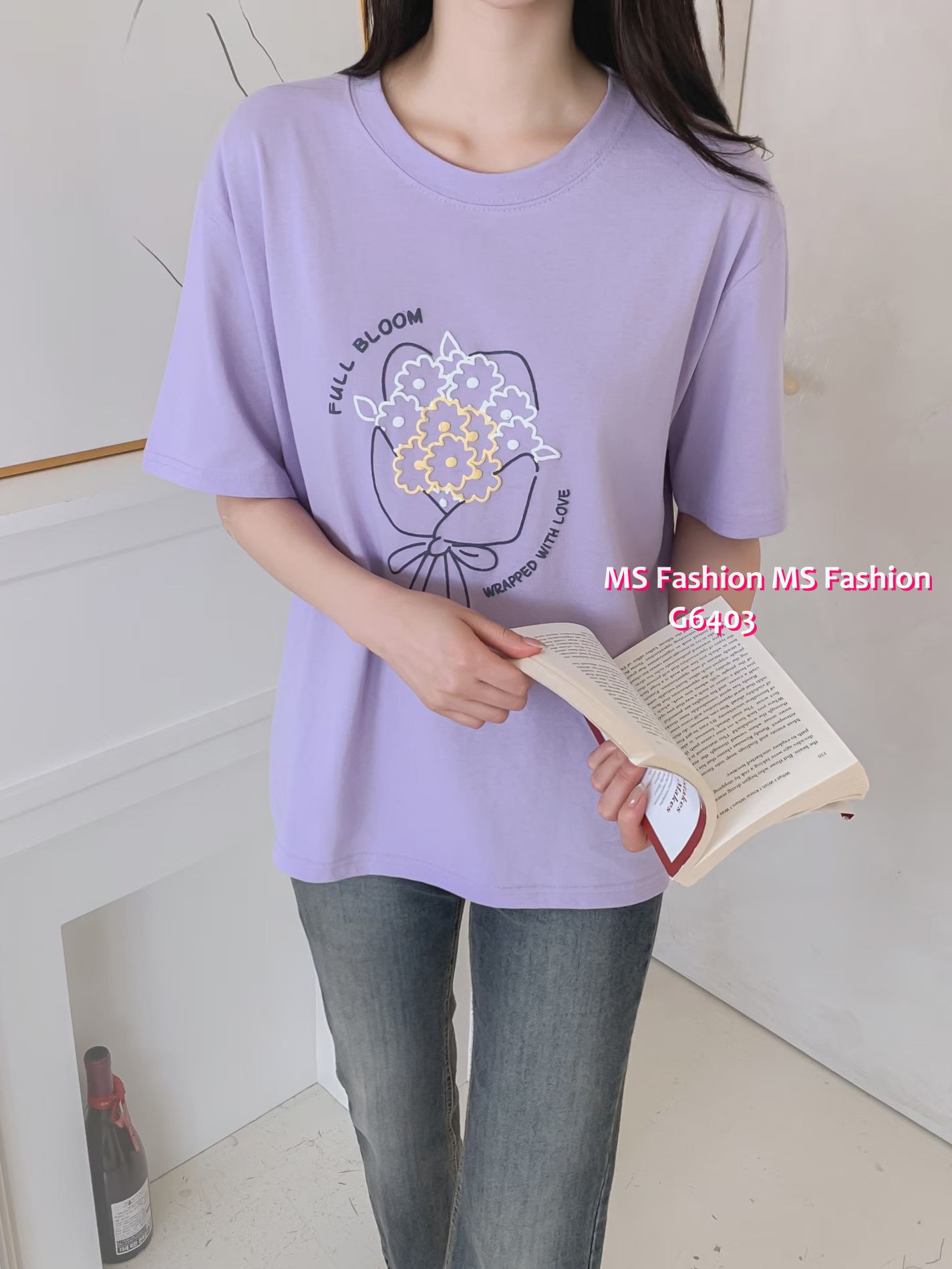 G6403 花花print tee