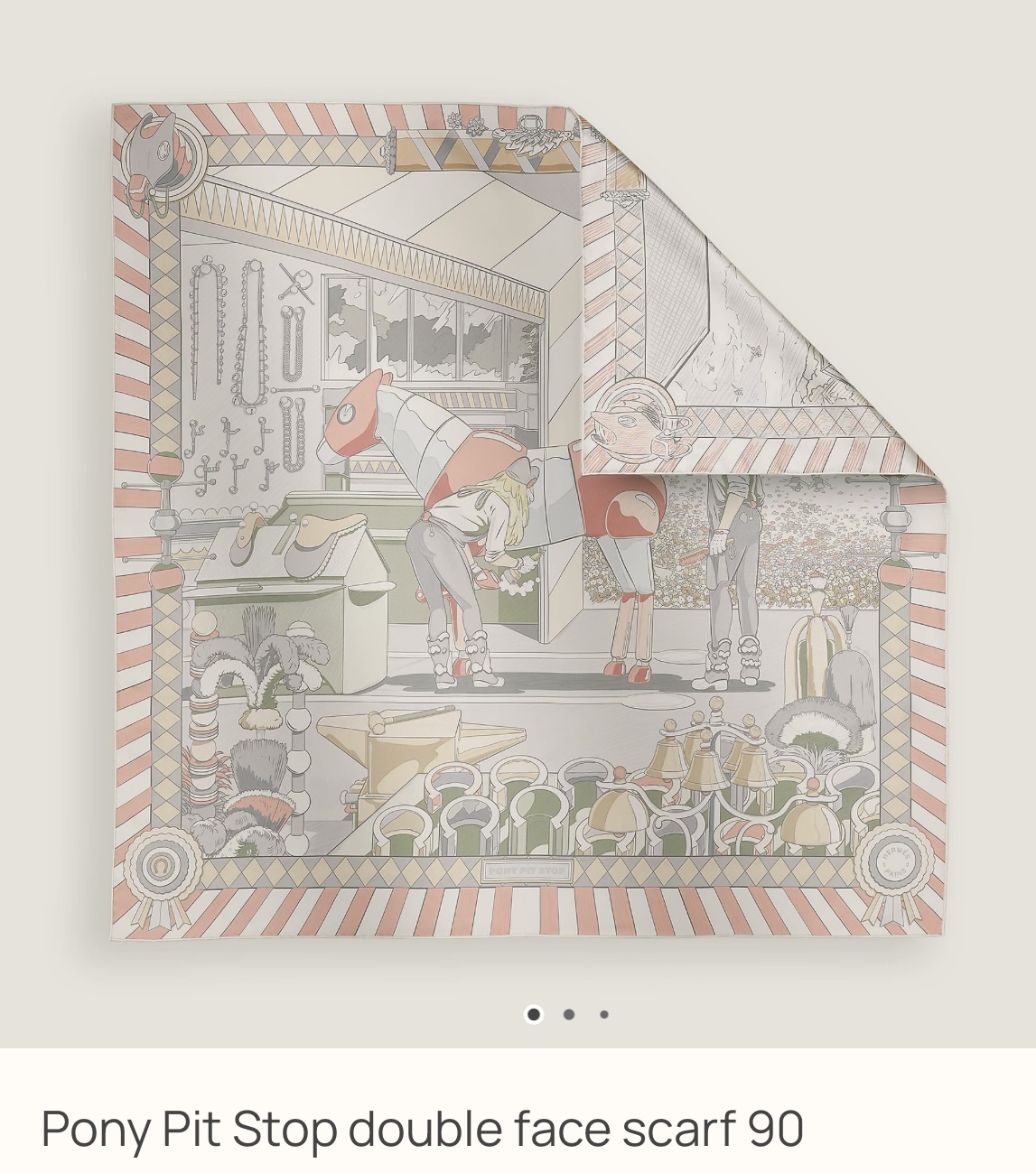 🧧👁️‍🗨️ Hermès 全新🆕 90cm 100%絲 Pony Pit Stop 雙面絲巾