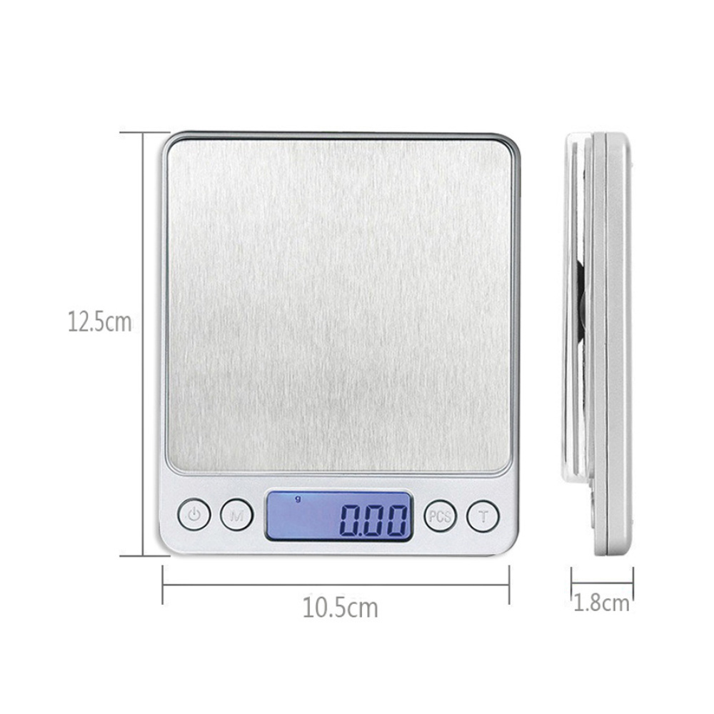 不鏽鋼廚房秤 英文（電池款）500g/0.01g （有大小雙托盤）不含電池 2x AAA UB0269