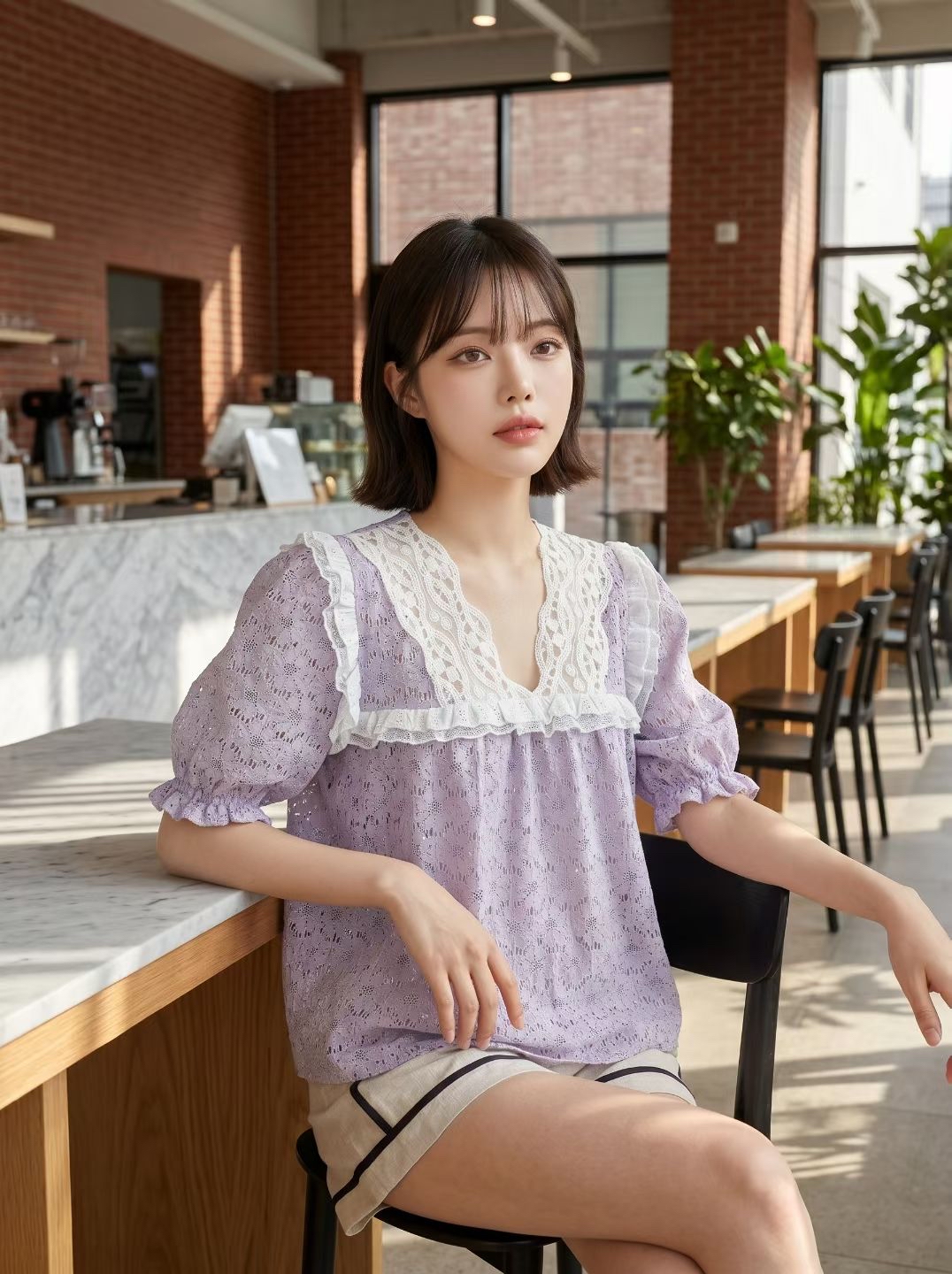 AD1 通花lace Top 