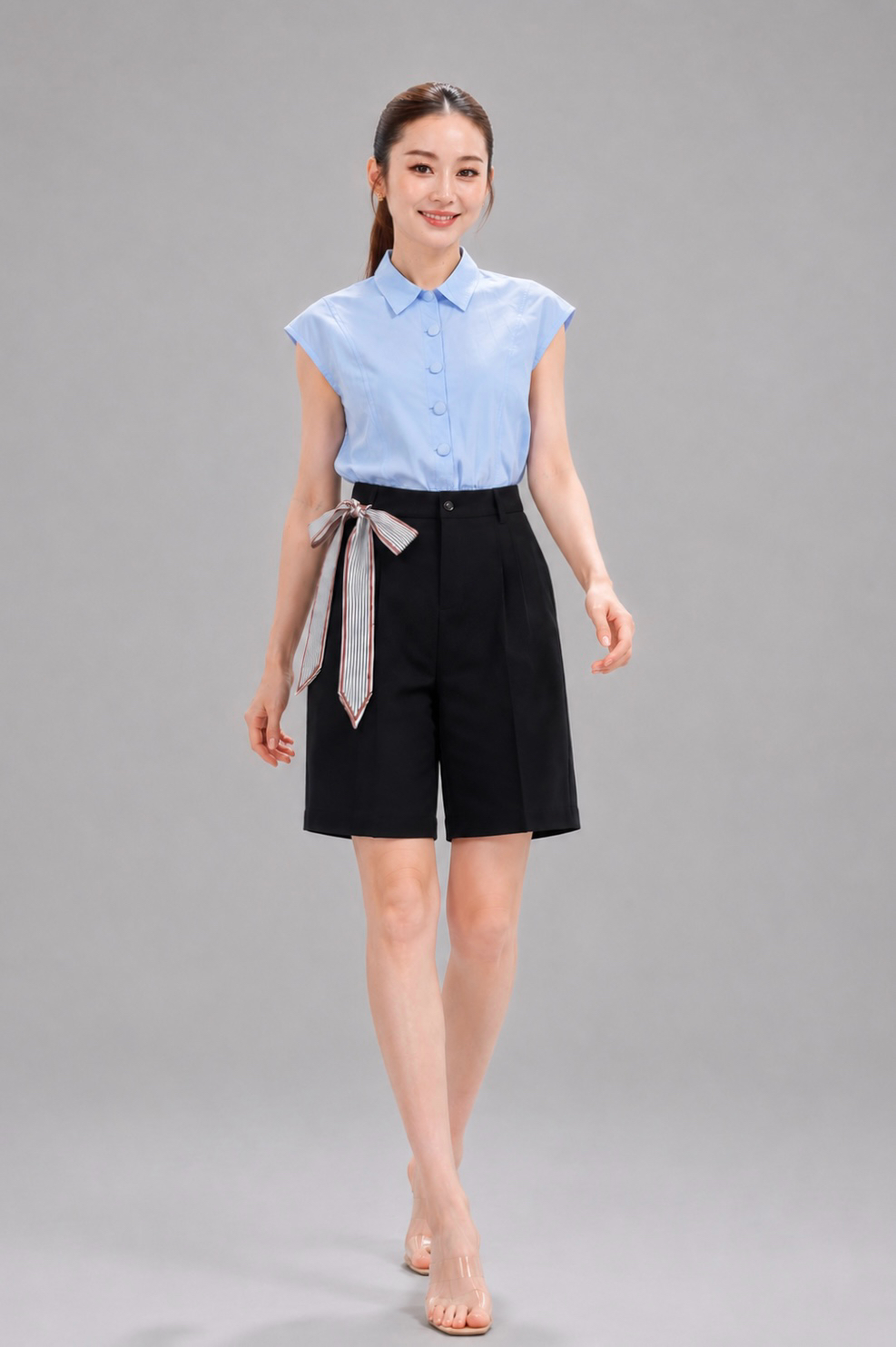 80005 Cap Sleeve Button-Up Shirt Top