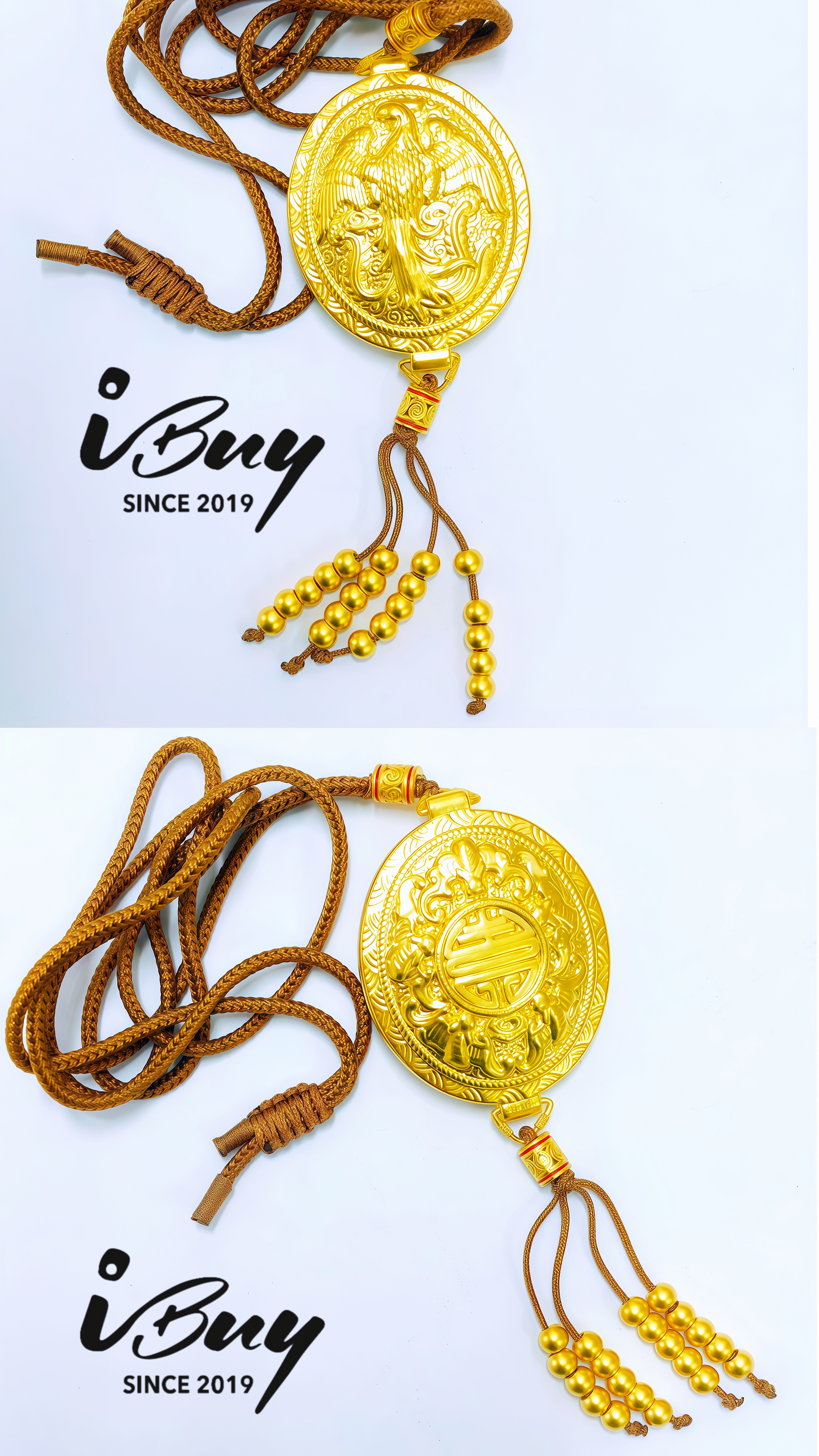 999 GOLD PHOENIX SCENT LOCKET ROUND PENDANT 999 金 凤凰香囊吊坠