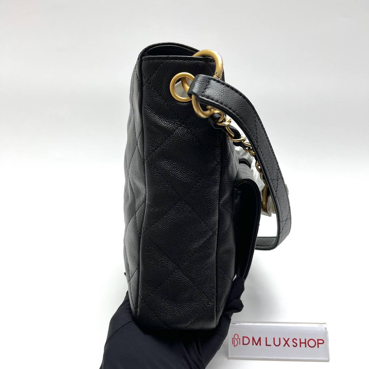Chanel 25P Black Caviar Supple Twins Hobo GHW (Microchip)