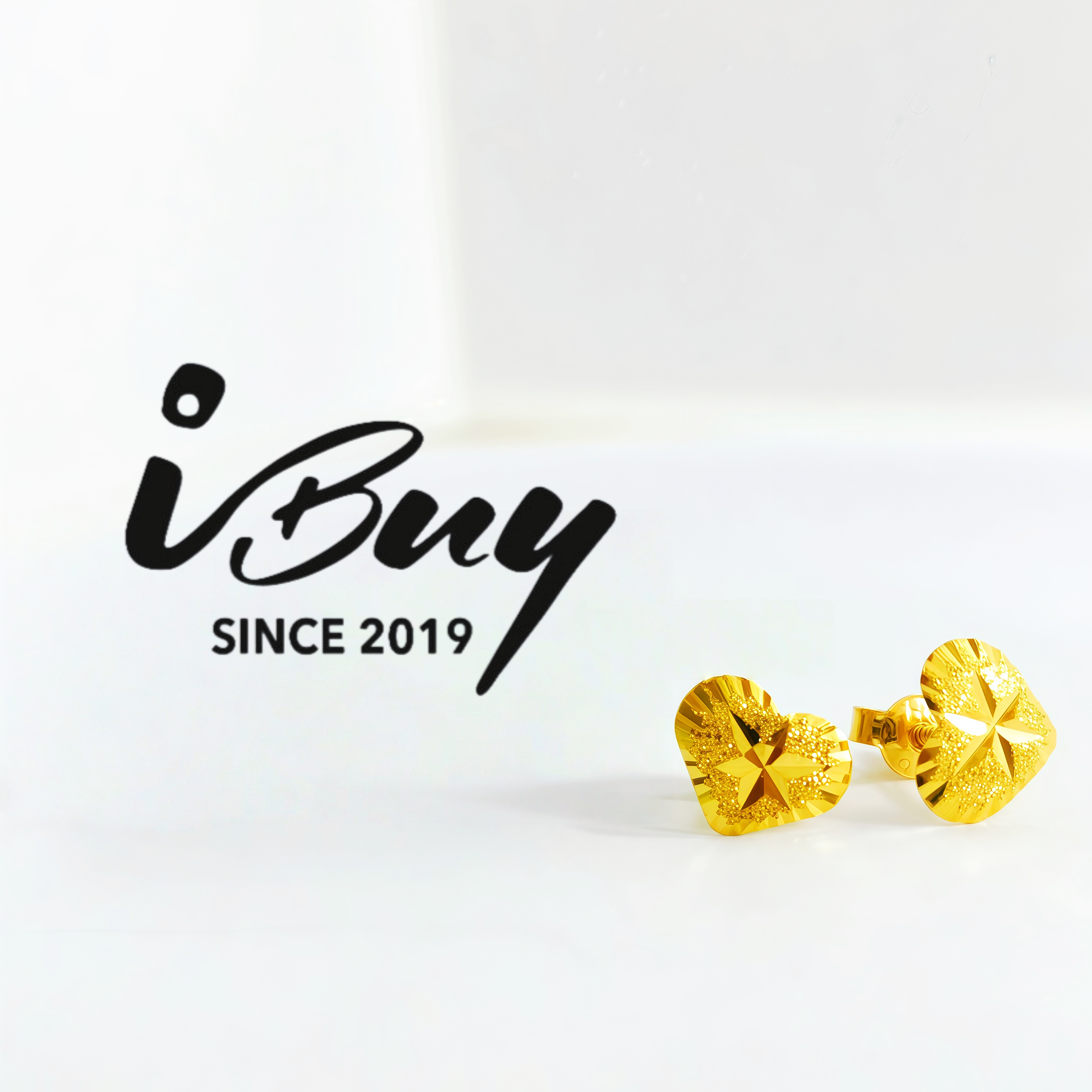 916 GOLD HEXAGRAM LOVE EARSTUD (M) 916 金 六芒星爱心耳针