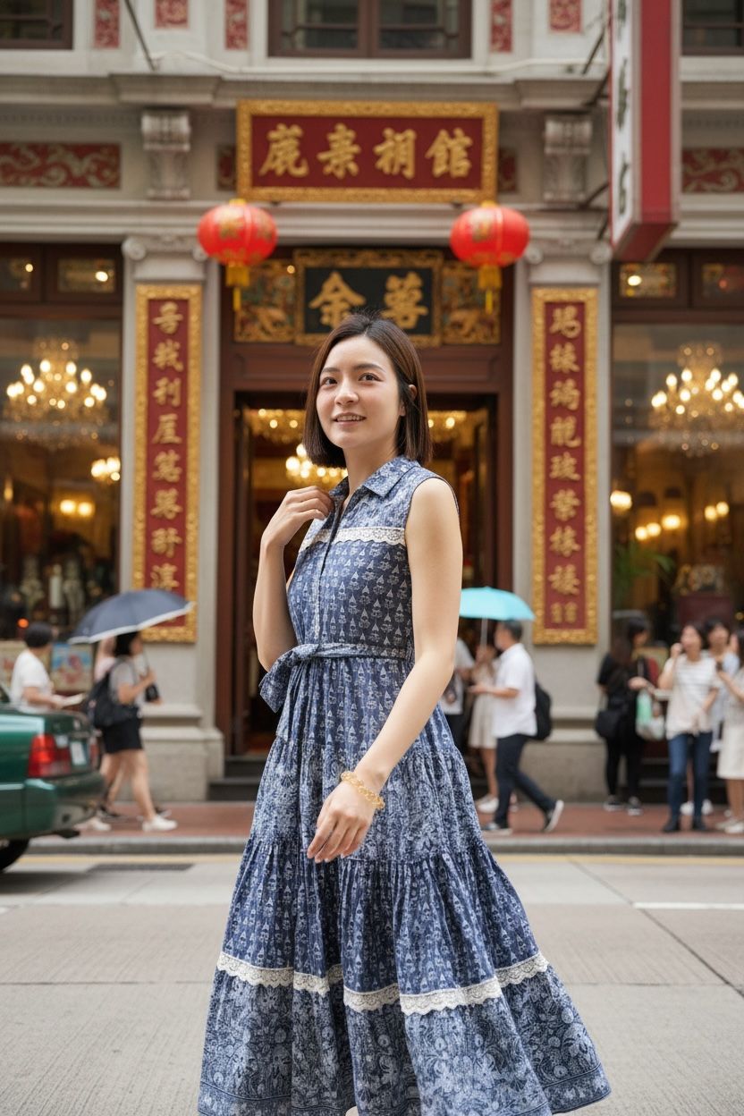 1641 Blue Mix Layers with Lace Edge Sleevless OP 41"