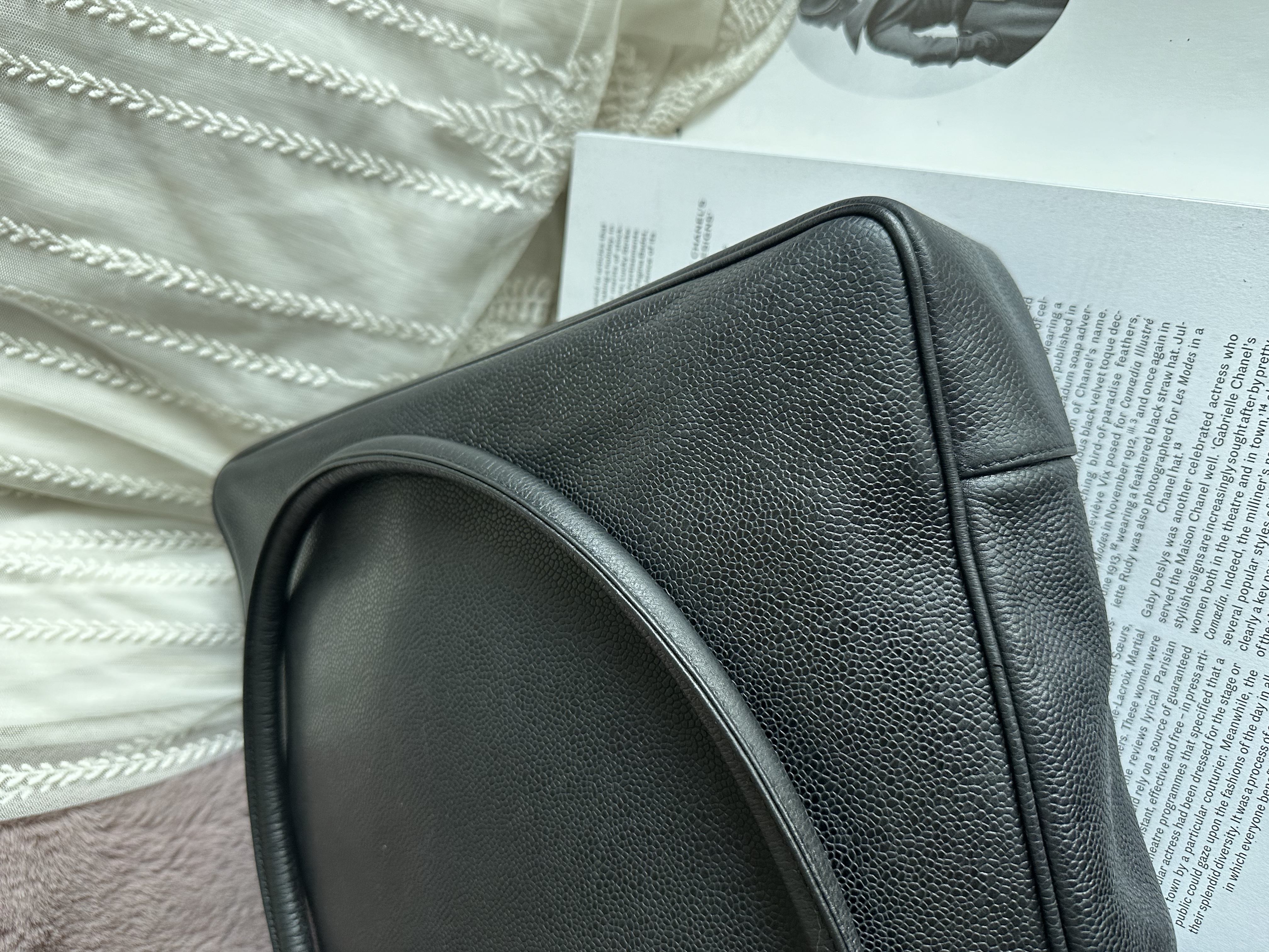 vintage chanel black caviar shoulder bag /tote bag 