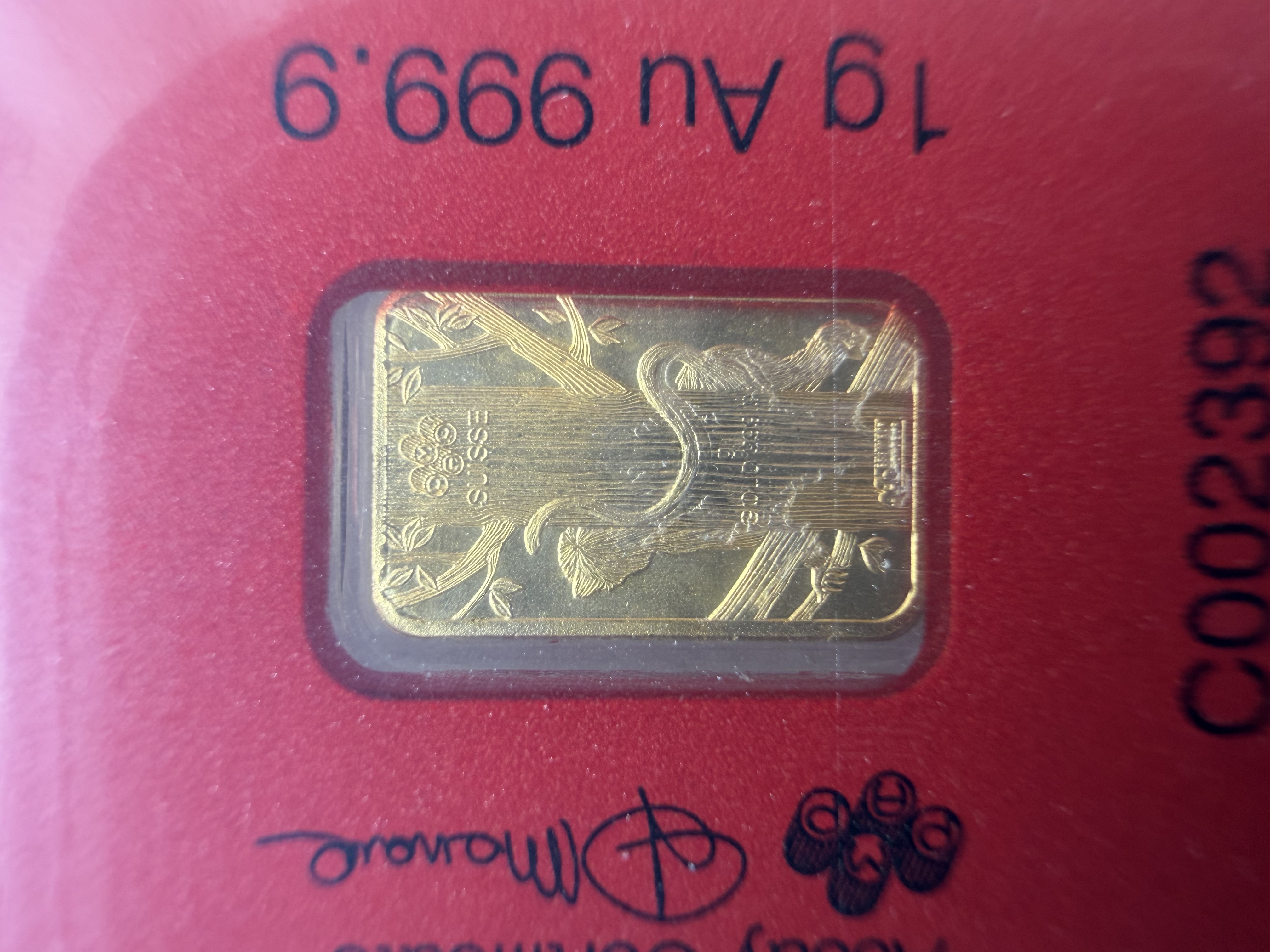 (SN 2392) PAMP Lunar 2016 Monkey 1g🇨🇭Swiss Fine Gold Bar Emas 999.9 瑞士海外限定生肖猴