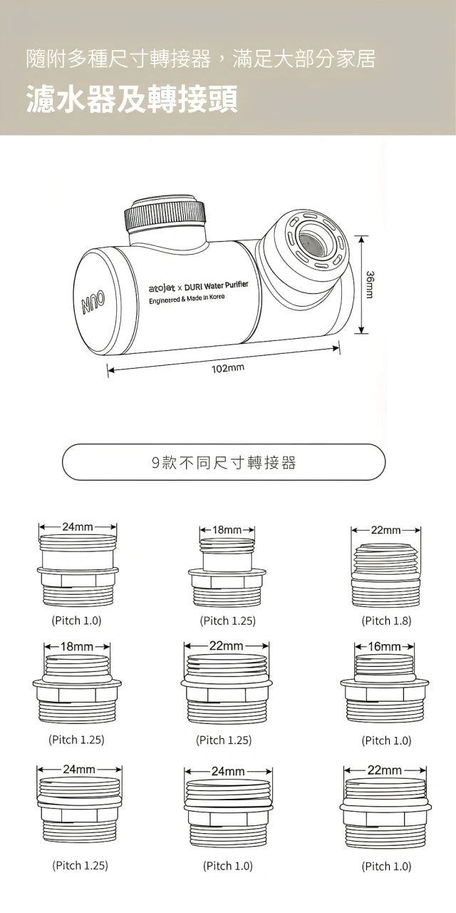 atojet Duri Sink Filter 增氧水龍頭過濾器 連替換濾芯(1包3個)套裝